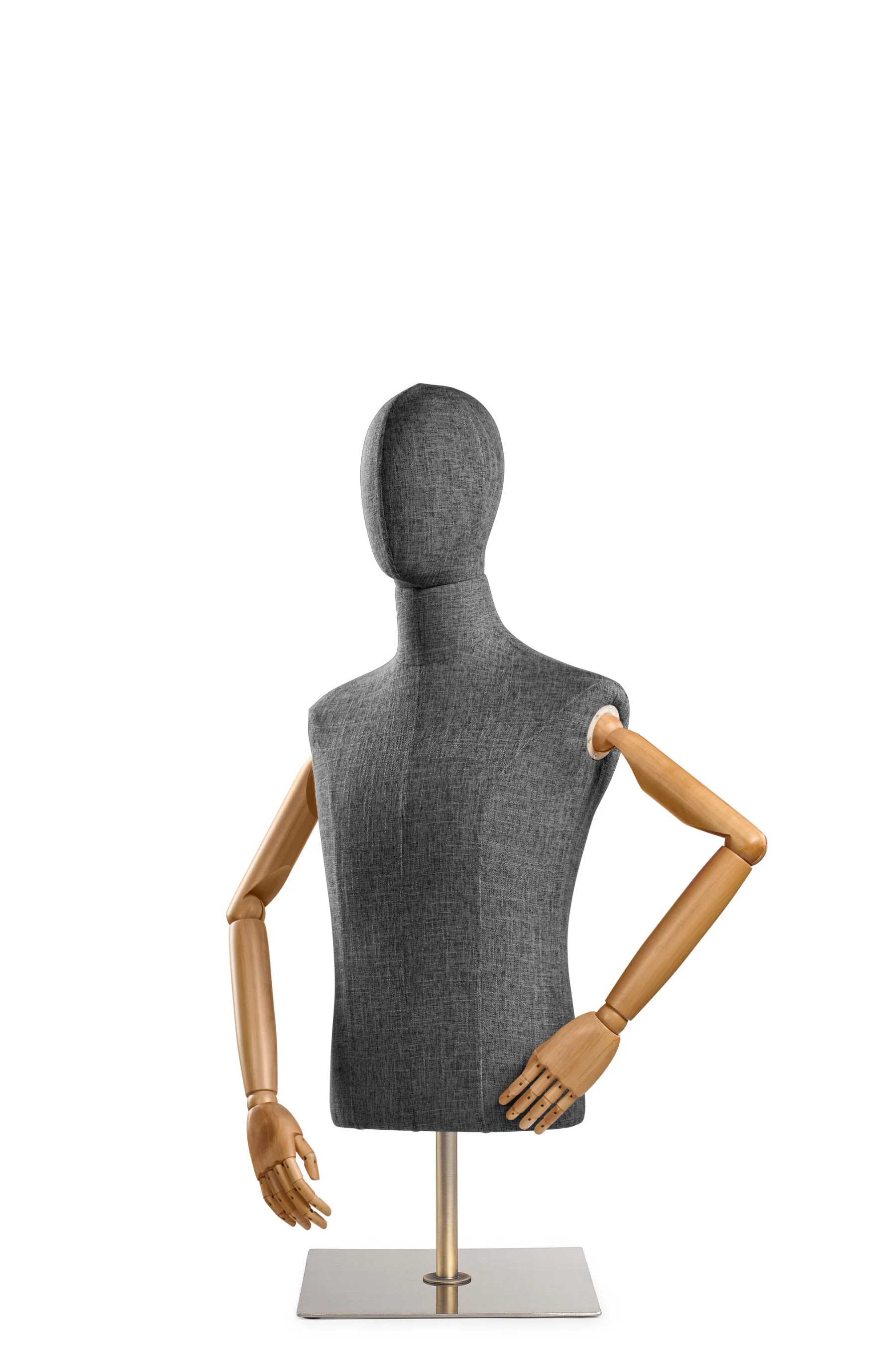 Male Display Dress Form on Metal Tabletop Base (Head & Arms Version) - Image 44
