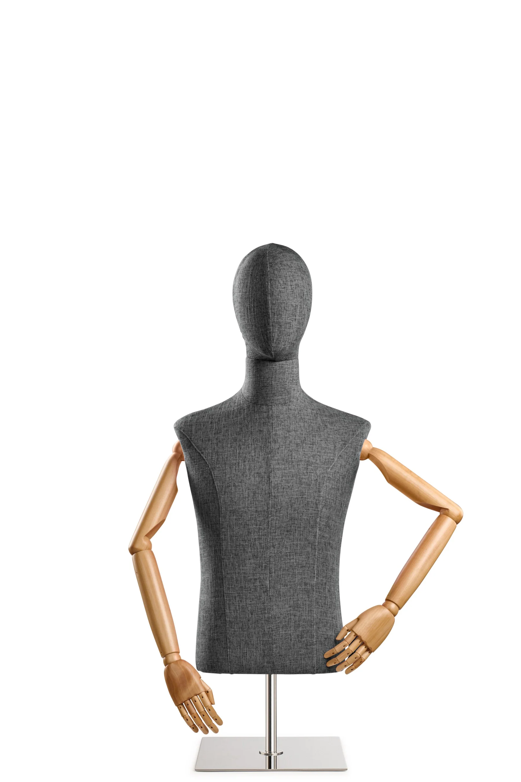 Male Display Dress Form on Metal Tabletop Base (Head & Arms Version) - Image 45