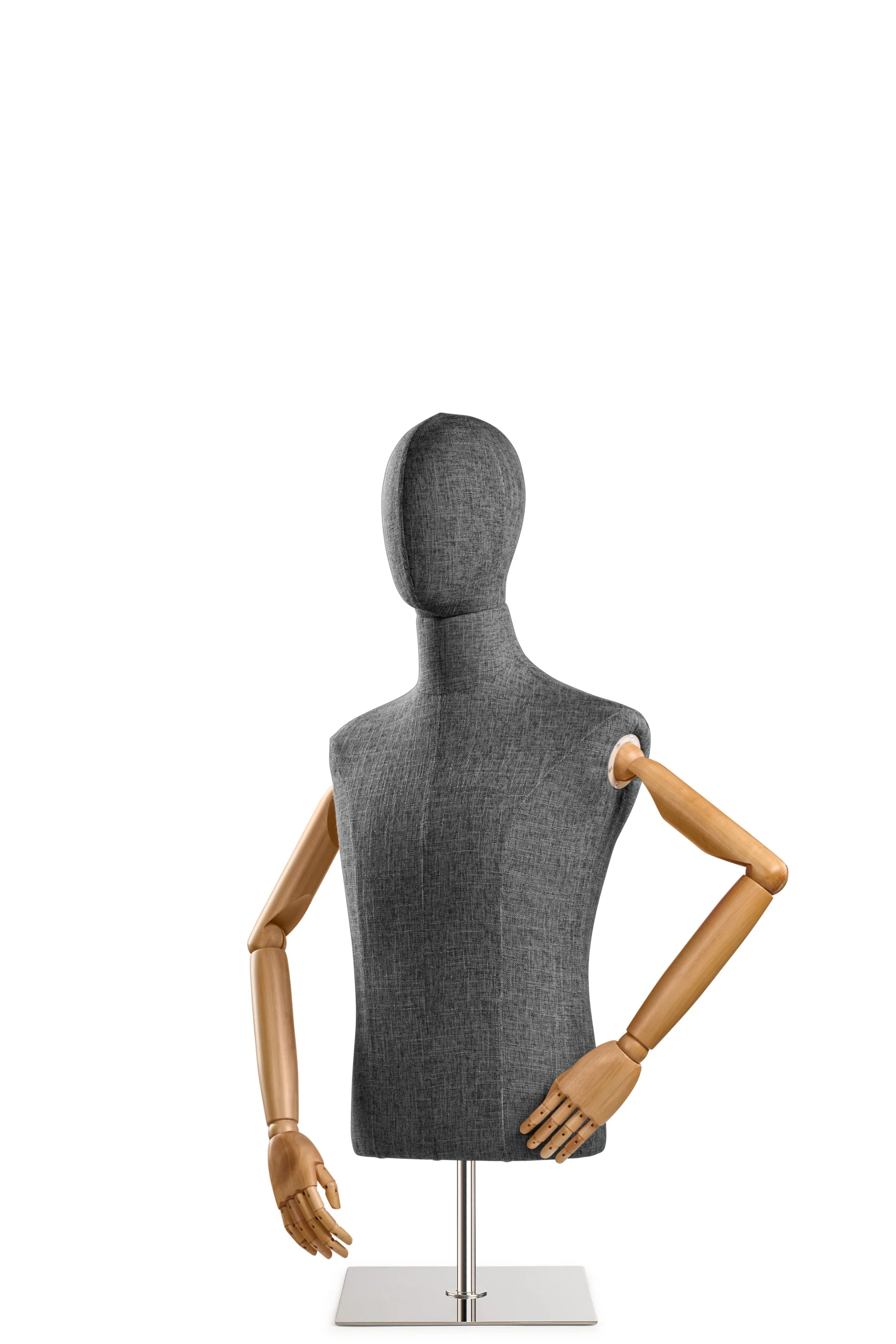 Male Display Dress Form on Metal Tabletop Base (Head & Arms Version) - Image 46