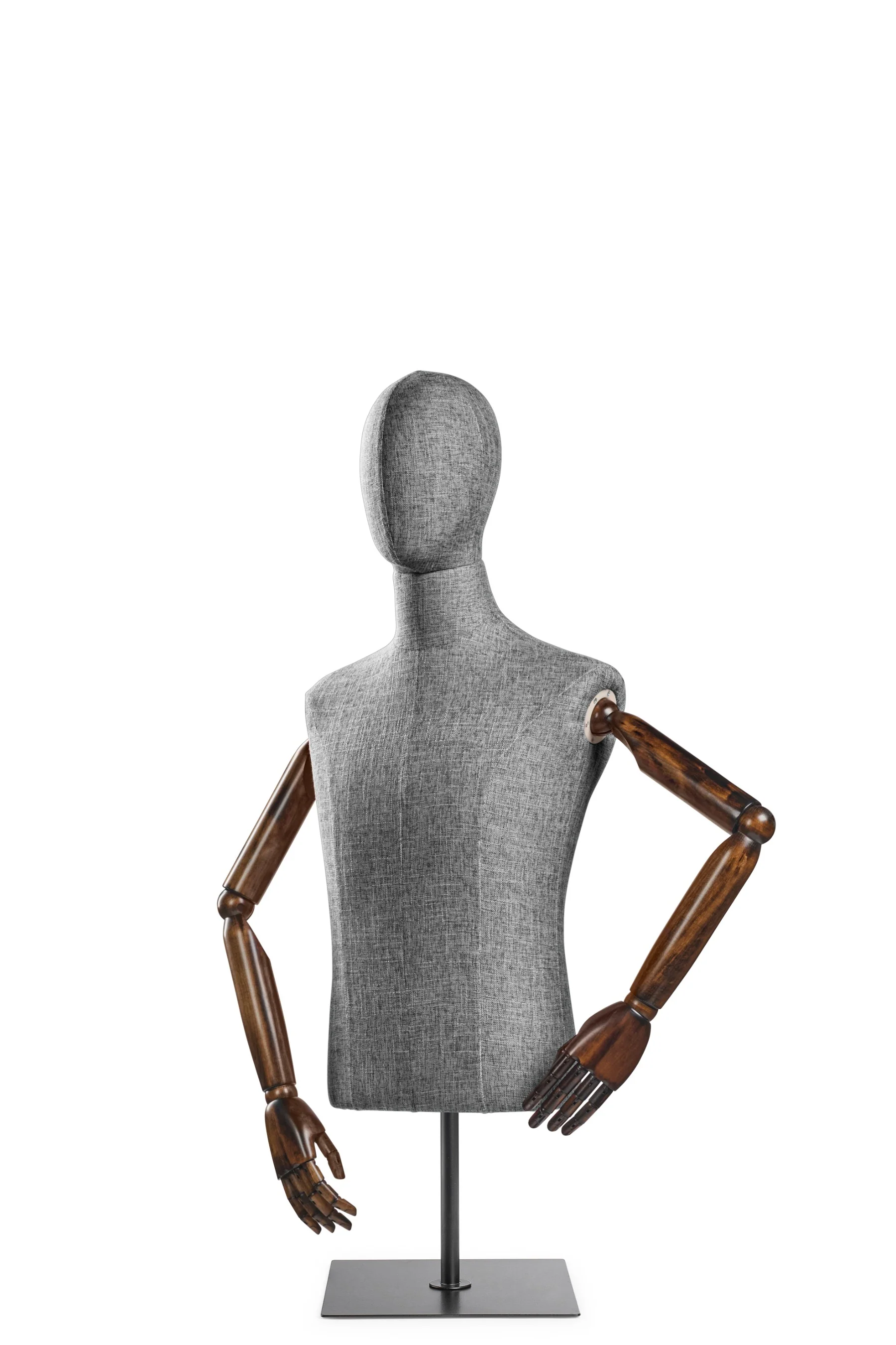 Male Display Dress Form on Metal Tabletop Base (Head & Arms Version) - Image 51