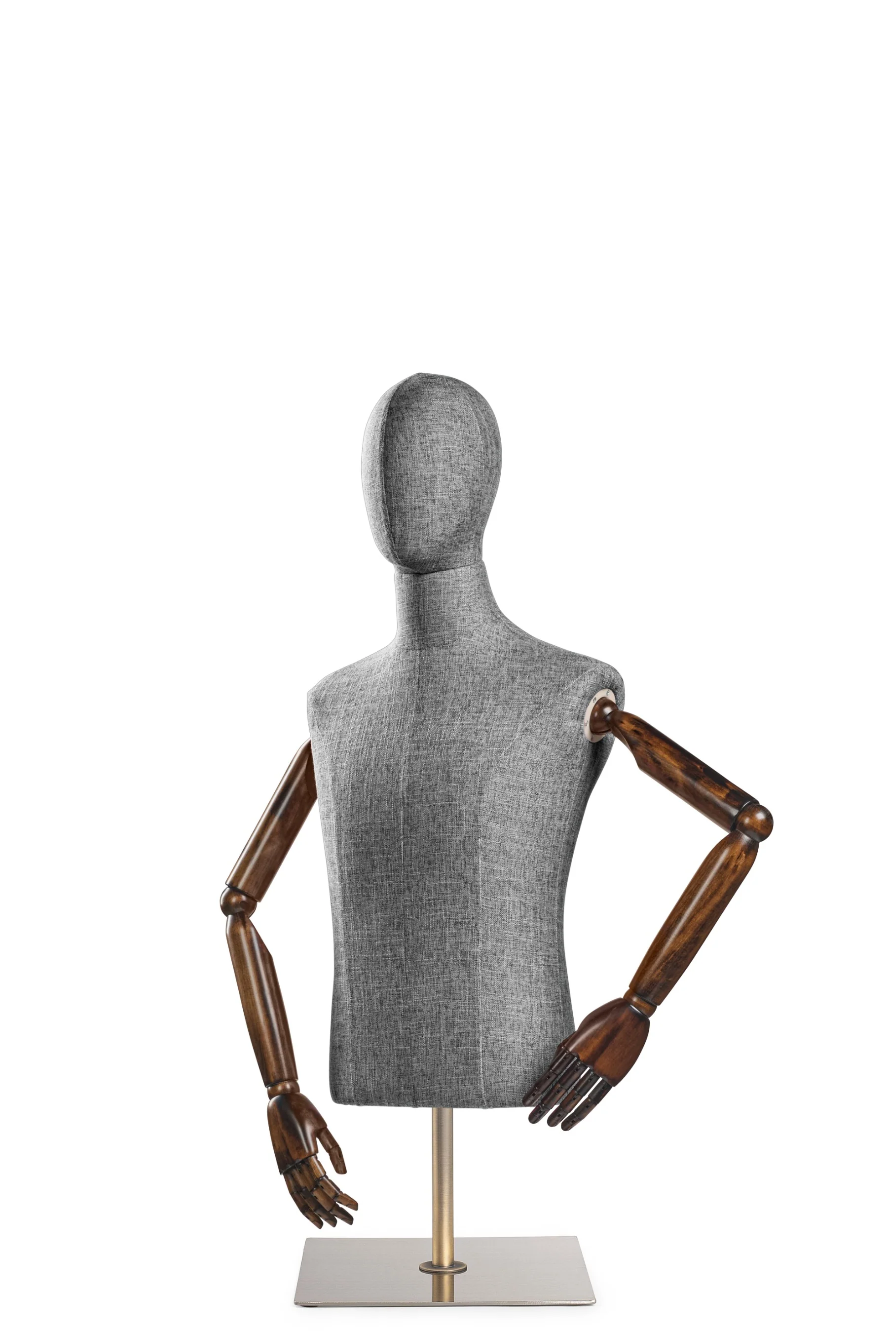 Male Display Dress Form on Metal Tabletop Base (Head & Arms Version) - Image 53