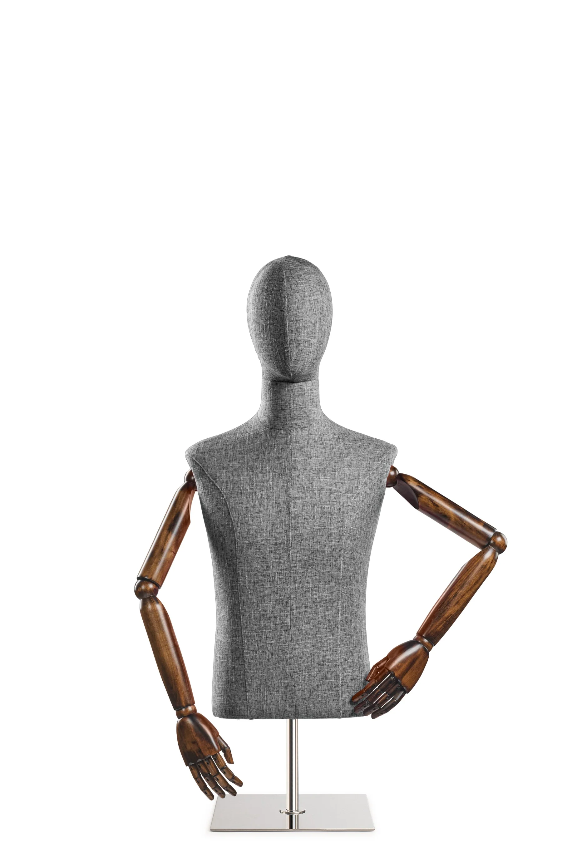 Male Display Dress Form on Metal Tabletop Base (Head & Arms Version) - Image 54