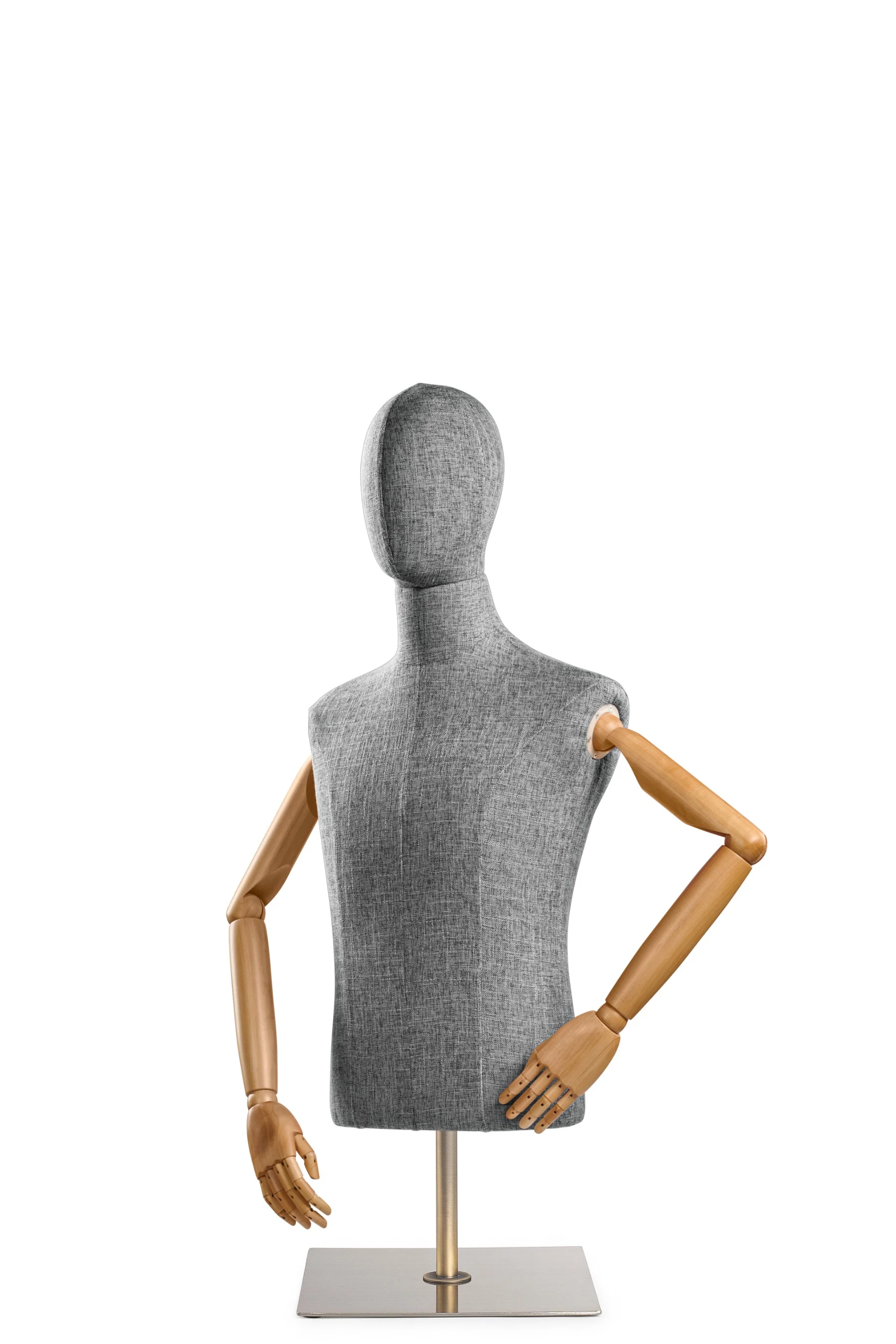 Male Display Dress Form on Metal Tabletop Base (Head & Arms Version) - Image 59