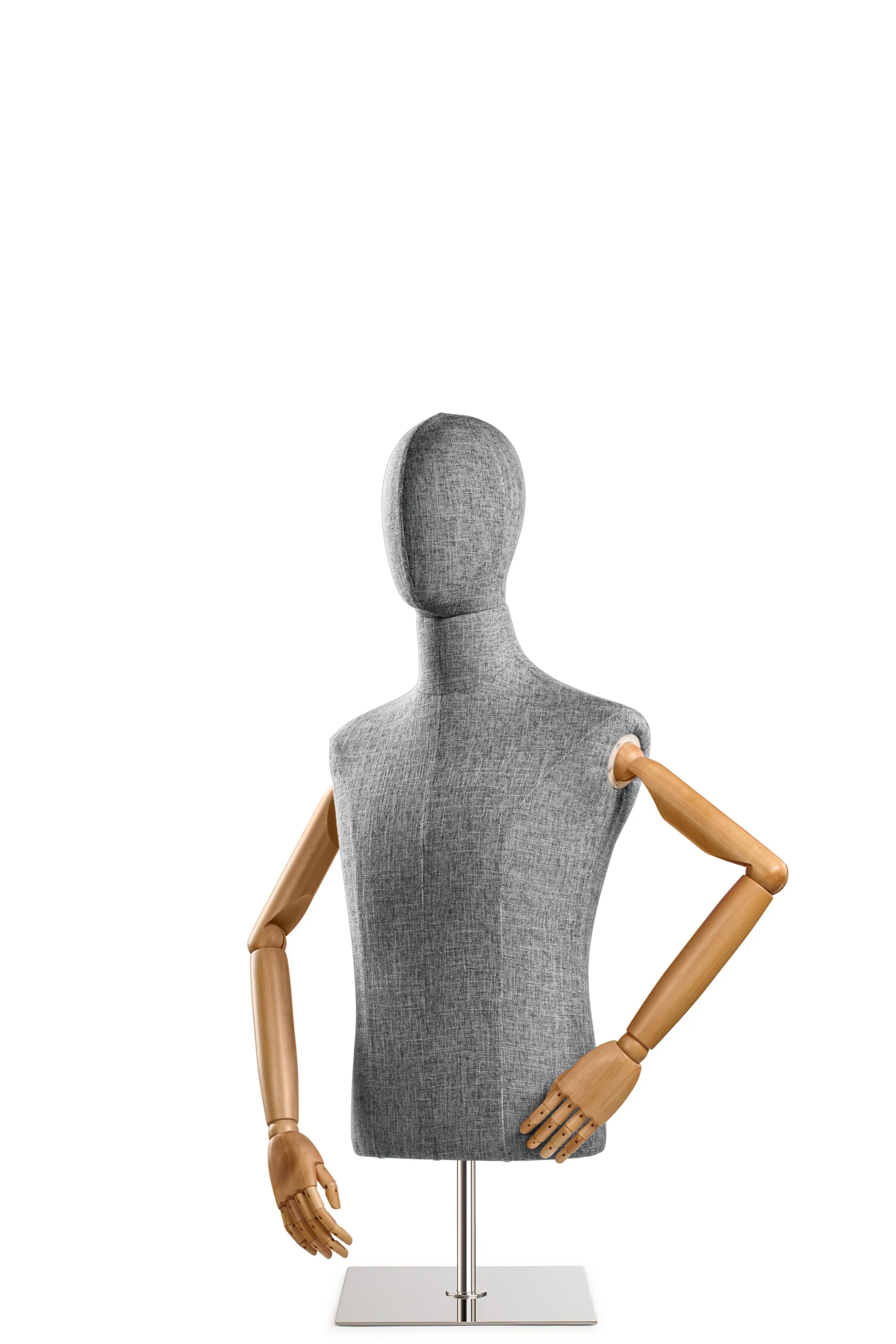 Male Display Dress Form on Metal Tabletop Base (Head & Arms Version) - Image 61