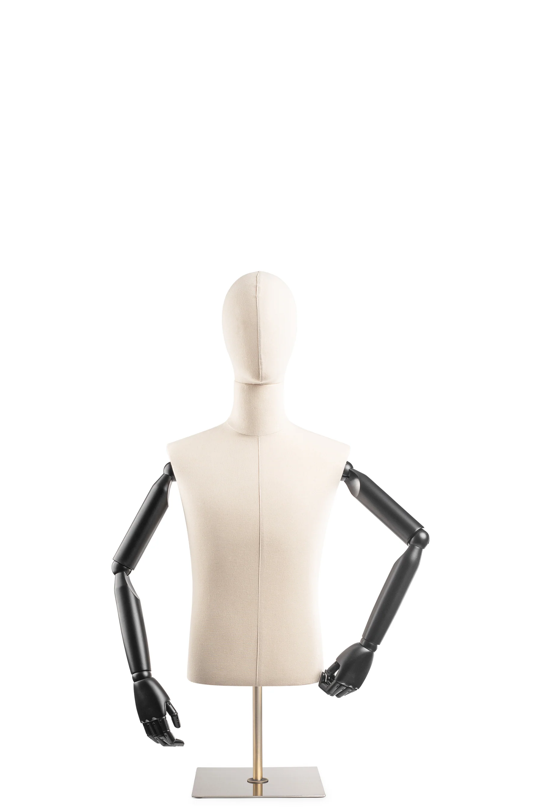 Male Display Dress Form on Metal Tabletop Base (Head & Arms Version) - Image 7