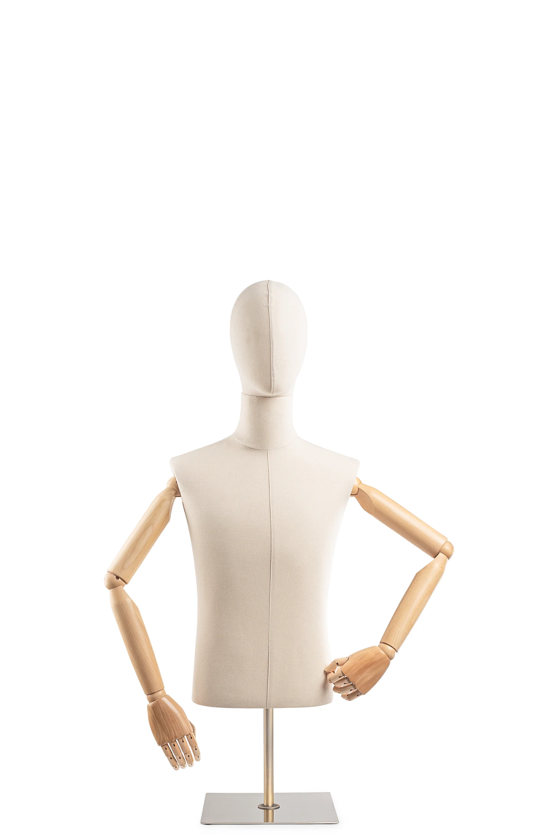 Male Display Dress Form on Metal Tabletop Base (Head & Arms Version) - Image 8