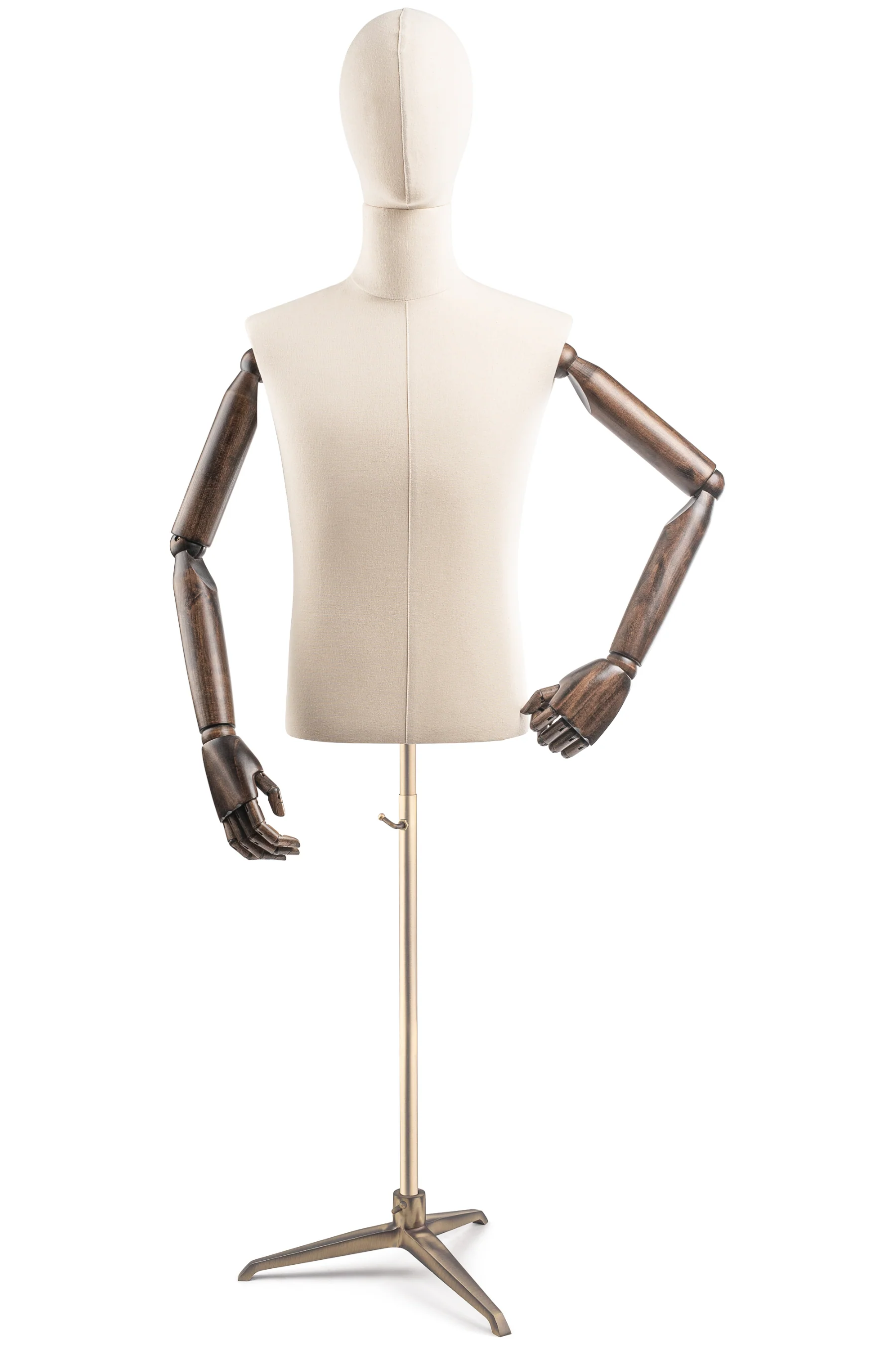 Male Display Dress Form on Metal Tripod Base (Head & Arms Version) - Image 12
