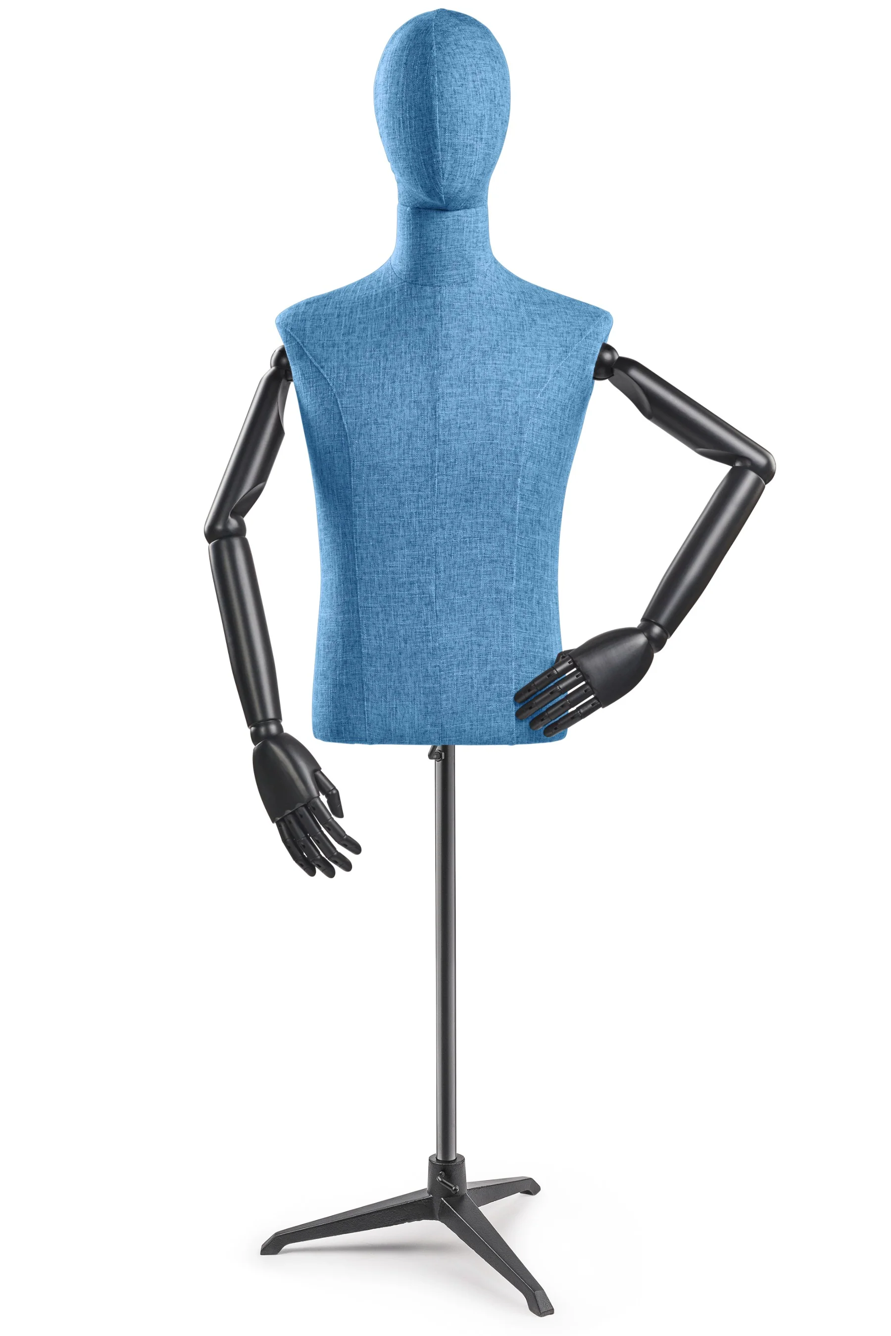 Male Display Dress Form on Metal Tripod Base (Head & Arms Version) - Image 17
