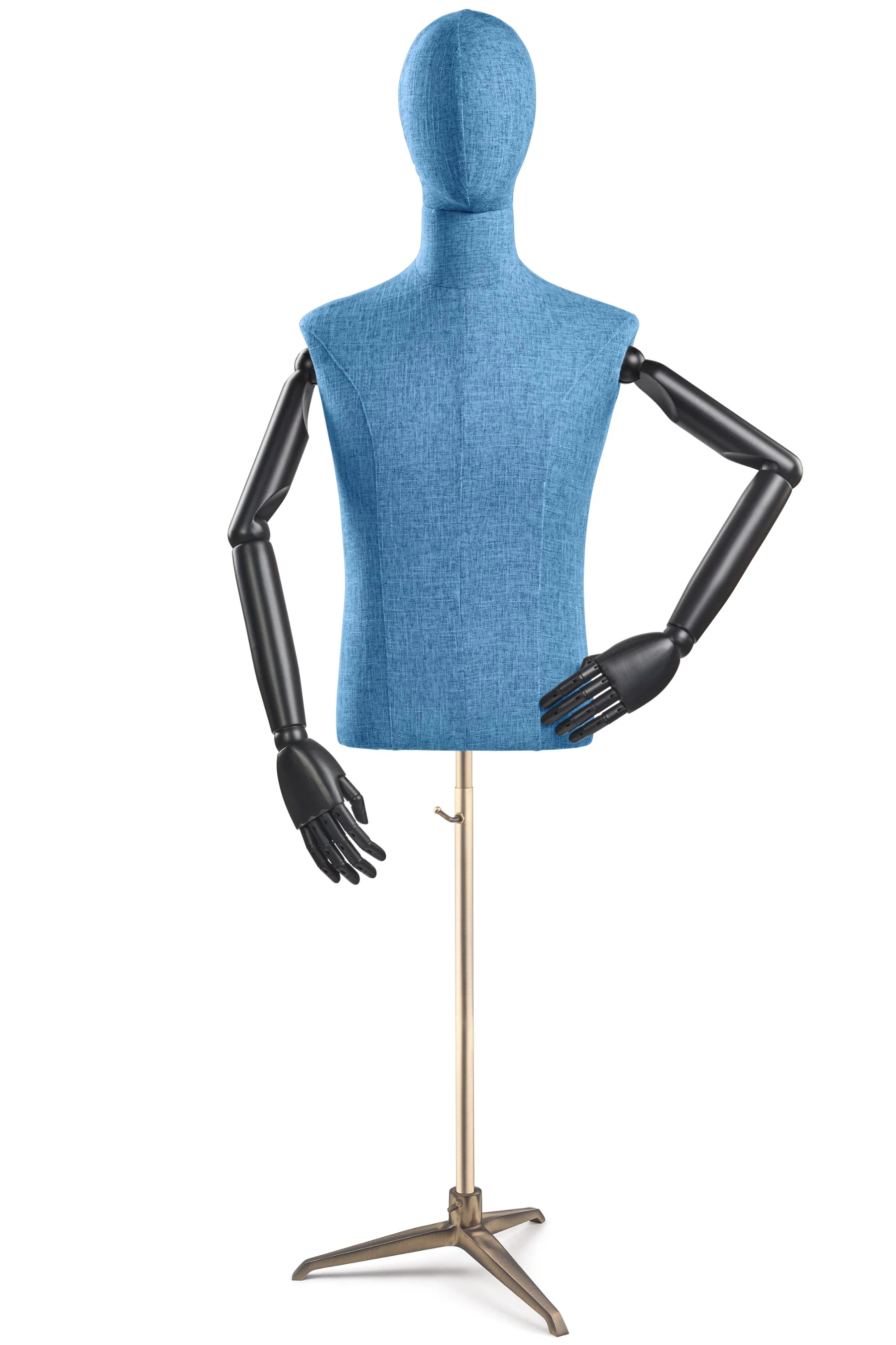Male Display Dress Form on Metal Tripod Base (Head & Arms Version) - Image 18