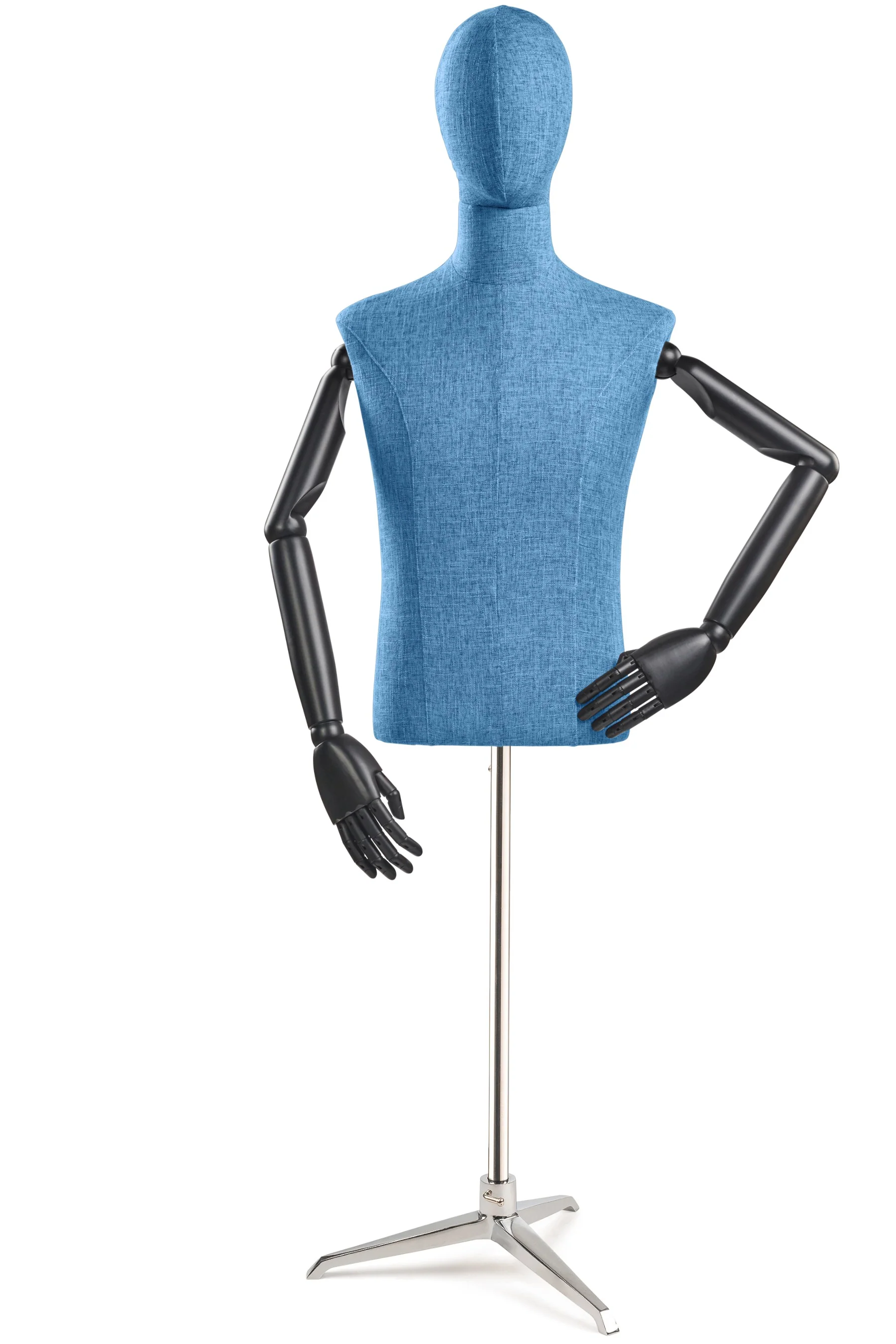 Male Display Dress Form on Metal Tripod Base (Head & Arms Version) - Image 19