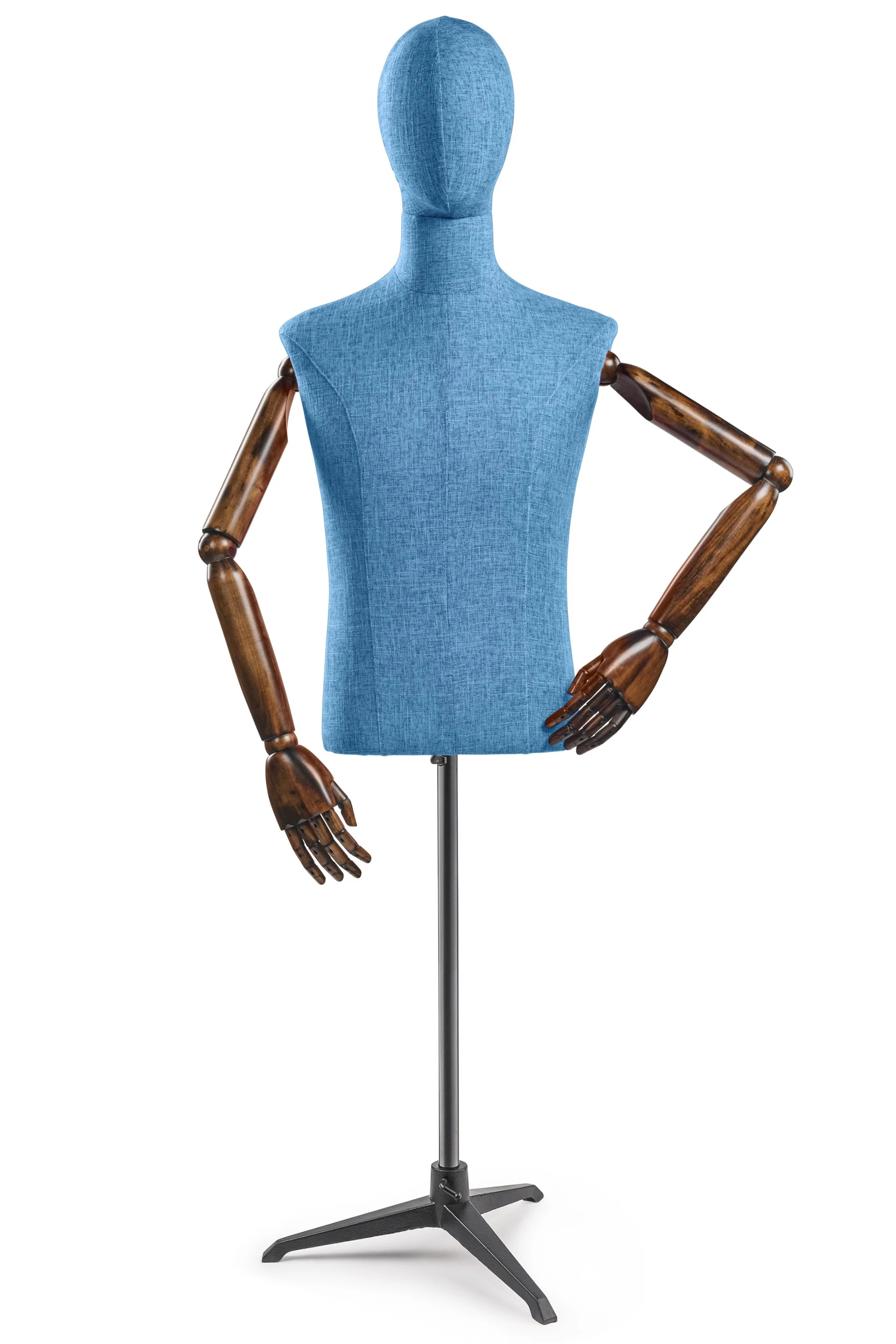 Male Display Dress Form on Metal Tripod Base (Head & Arms Version) - Image 20