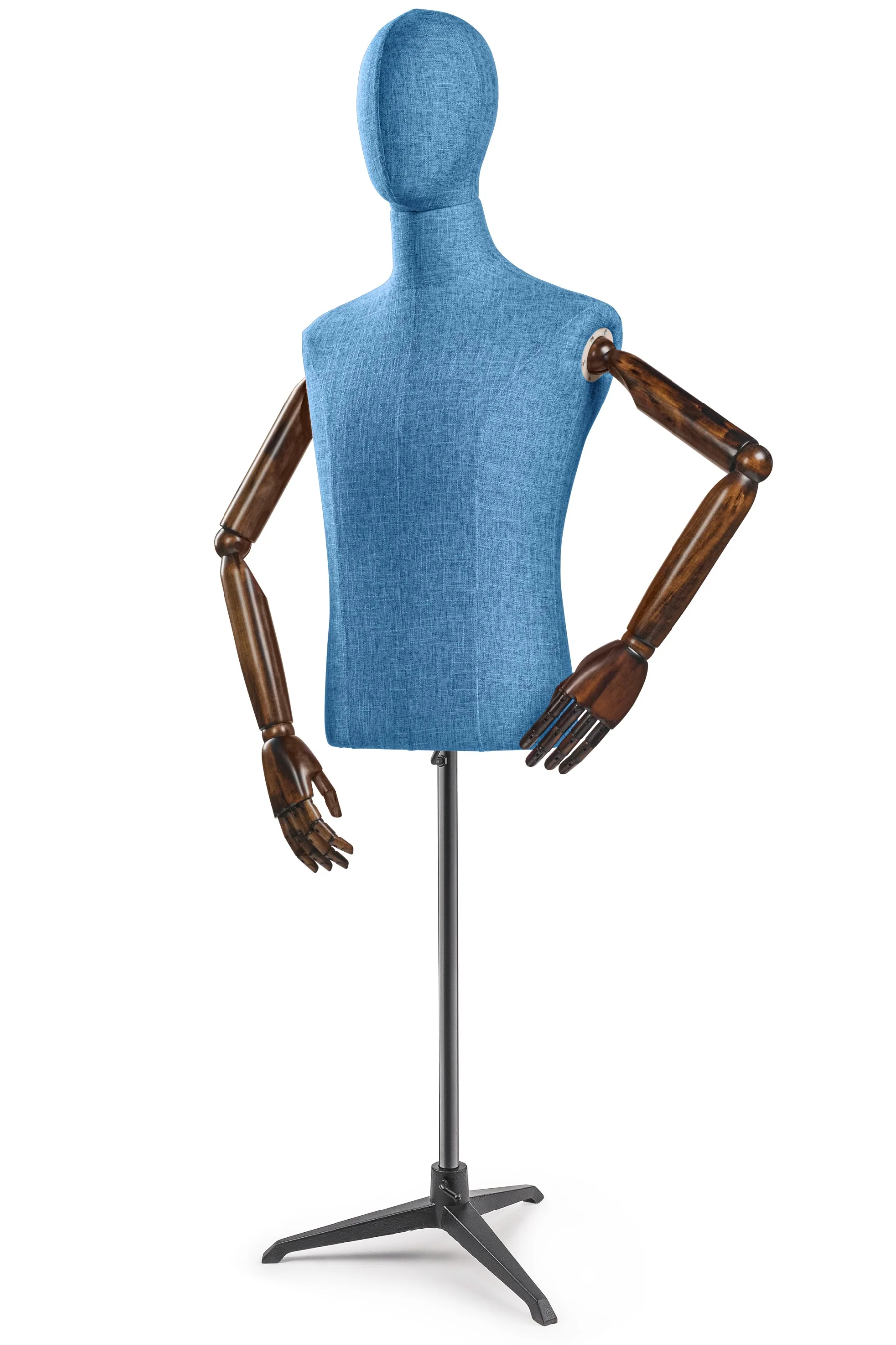 Male Display Dress Form on Metal Tripod Base (Head & Arms Version) - Image 21