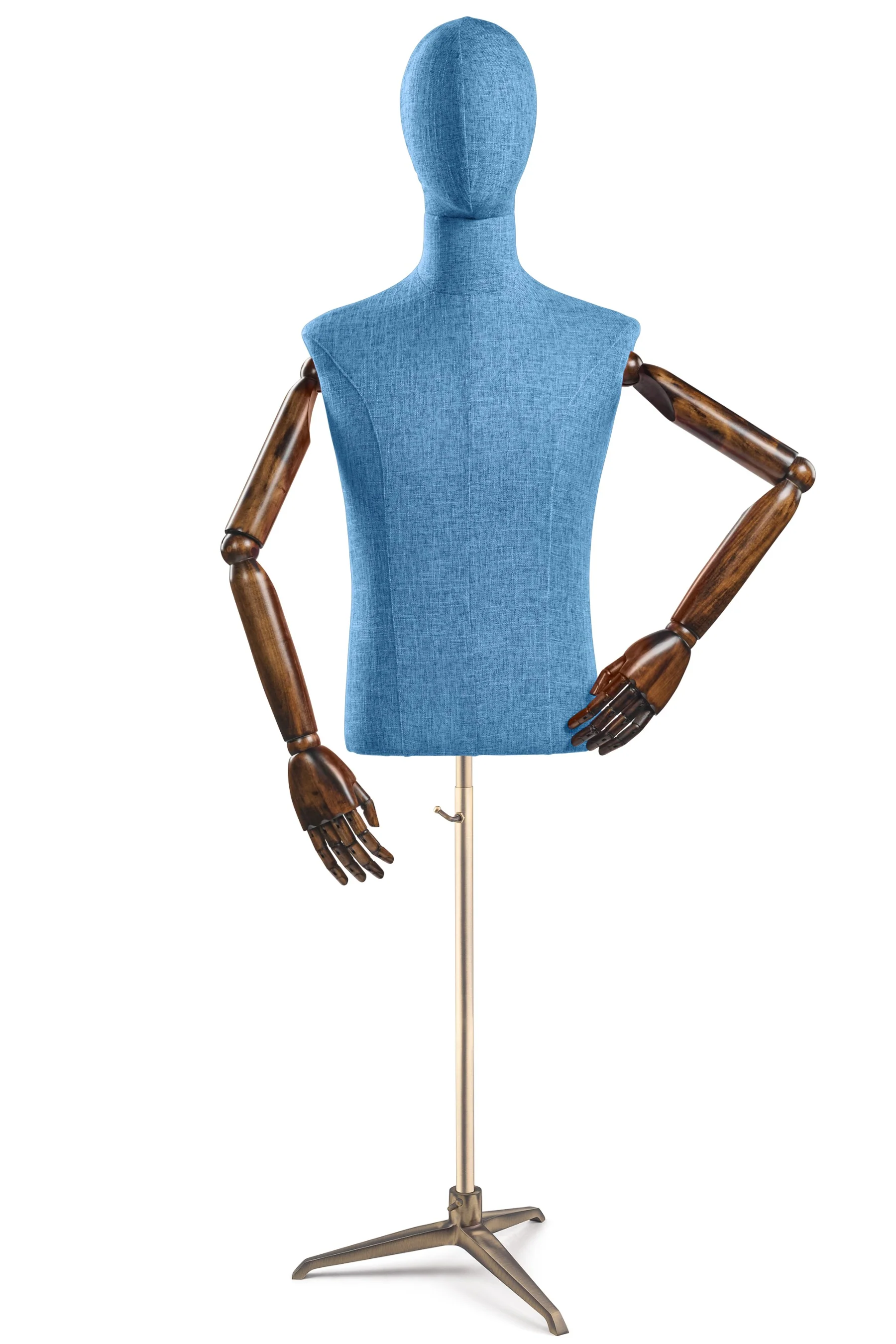 Male Display Dress Form on Metal Tripod Base (Head & Arms Version) - Image 22