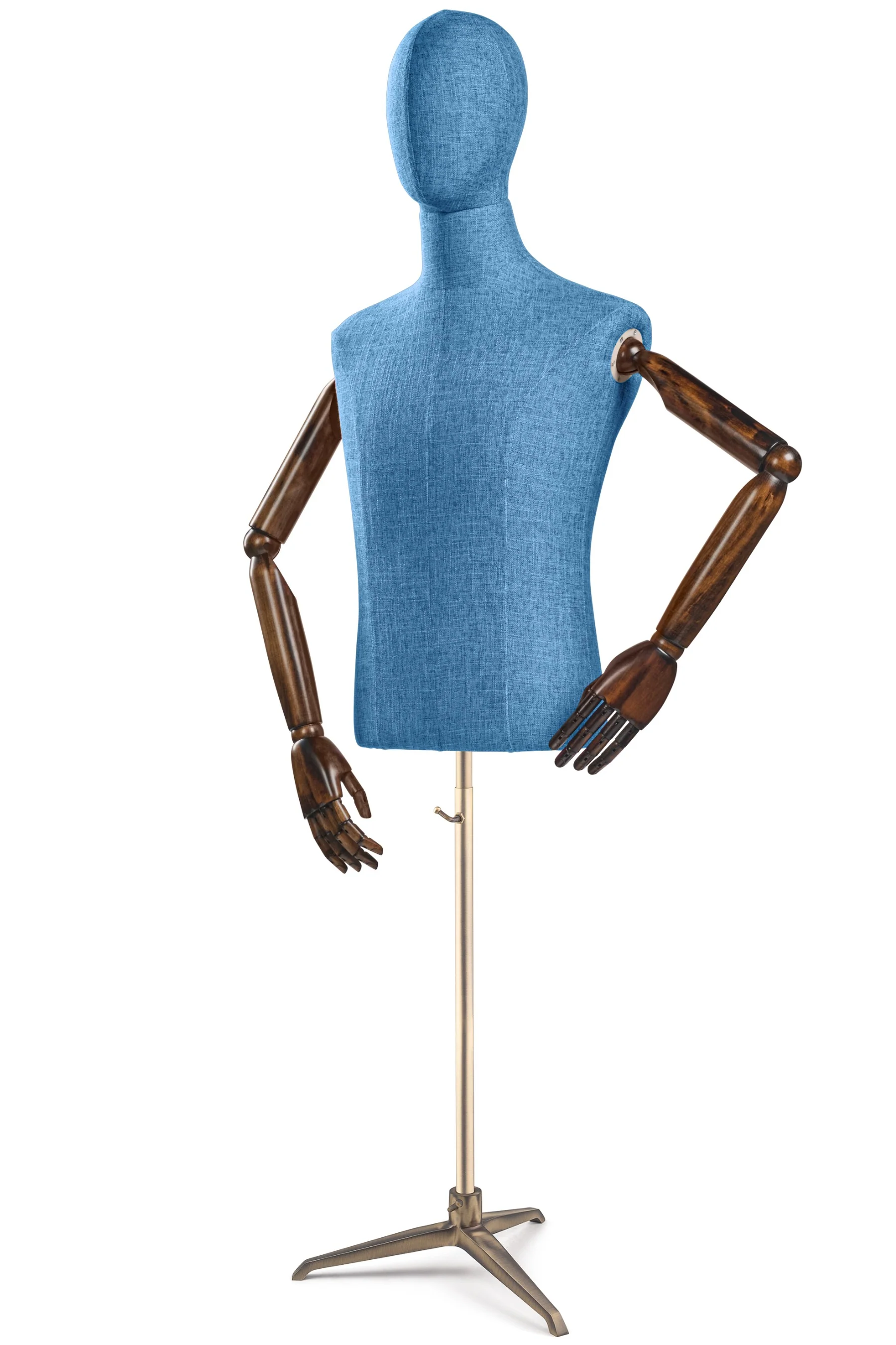 Male Display Dress Form on Metal Tripod Base (Head & Arms Version) - Image 23
