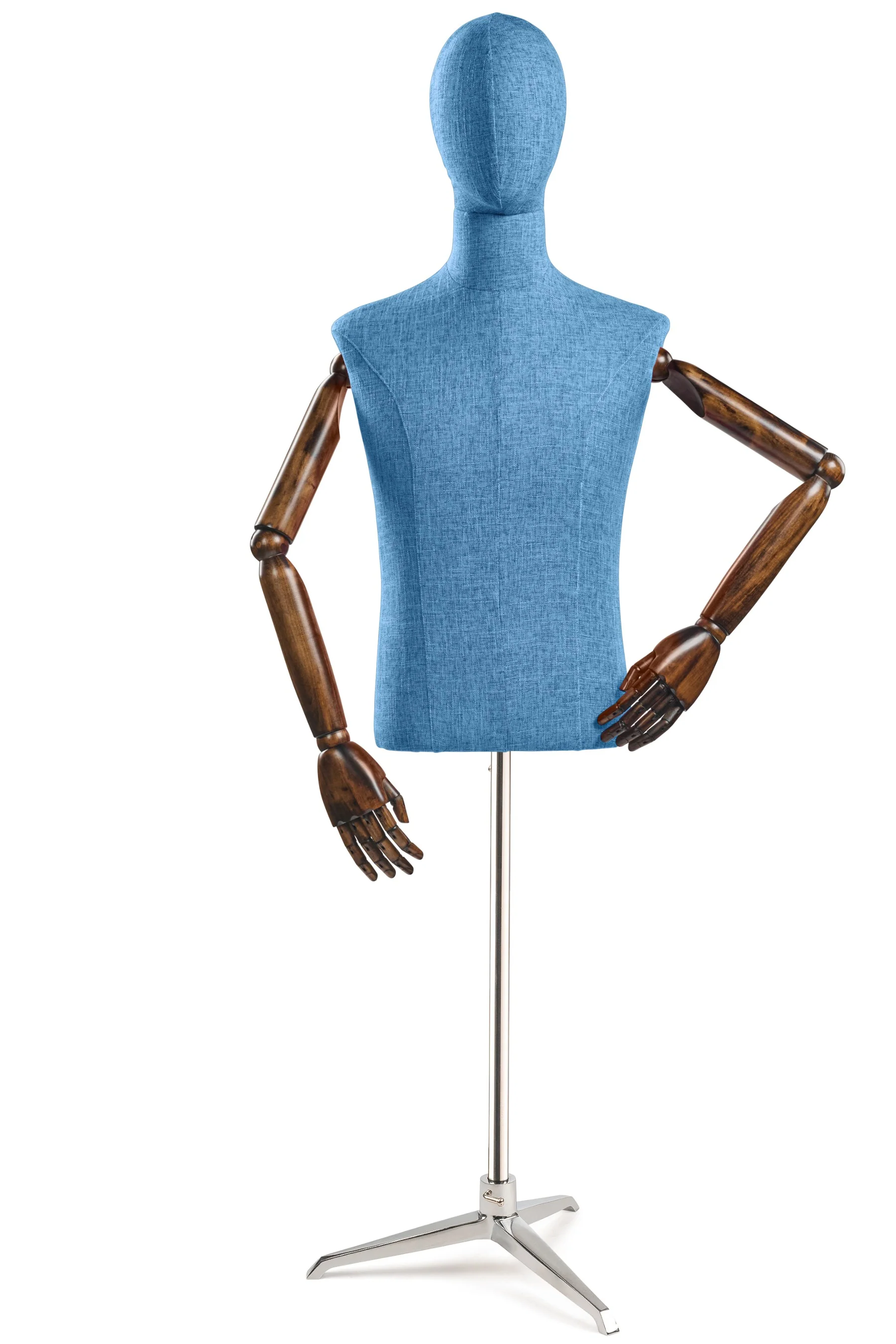 Male Display Dress Form on Metal Tripod Base (Head & Arms Version) - Image 24