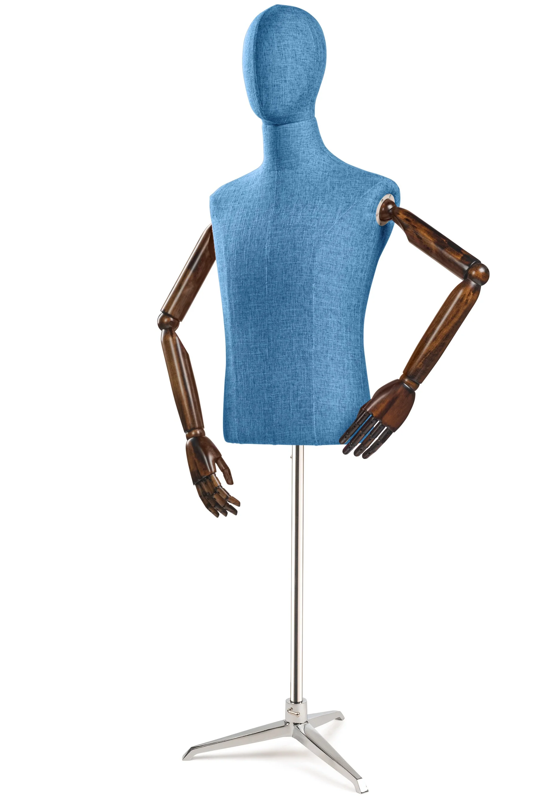 Male Display Dress Form on Metal Tripod Base (Head & Arms Version) - Image 25