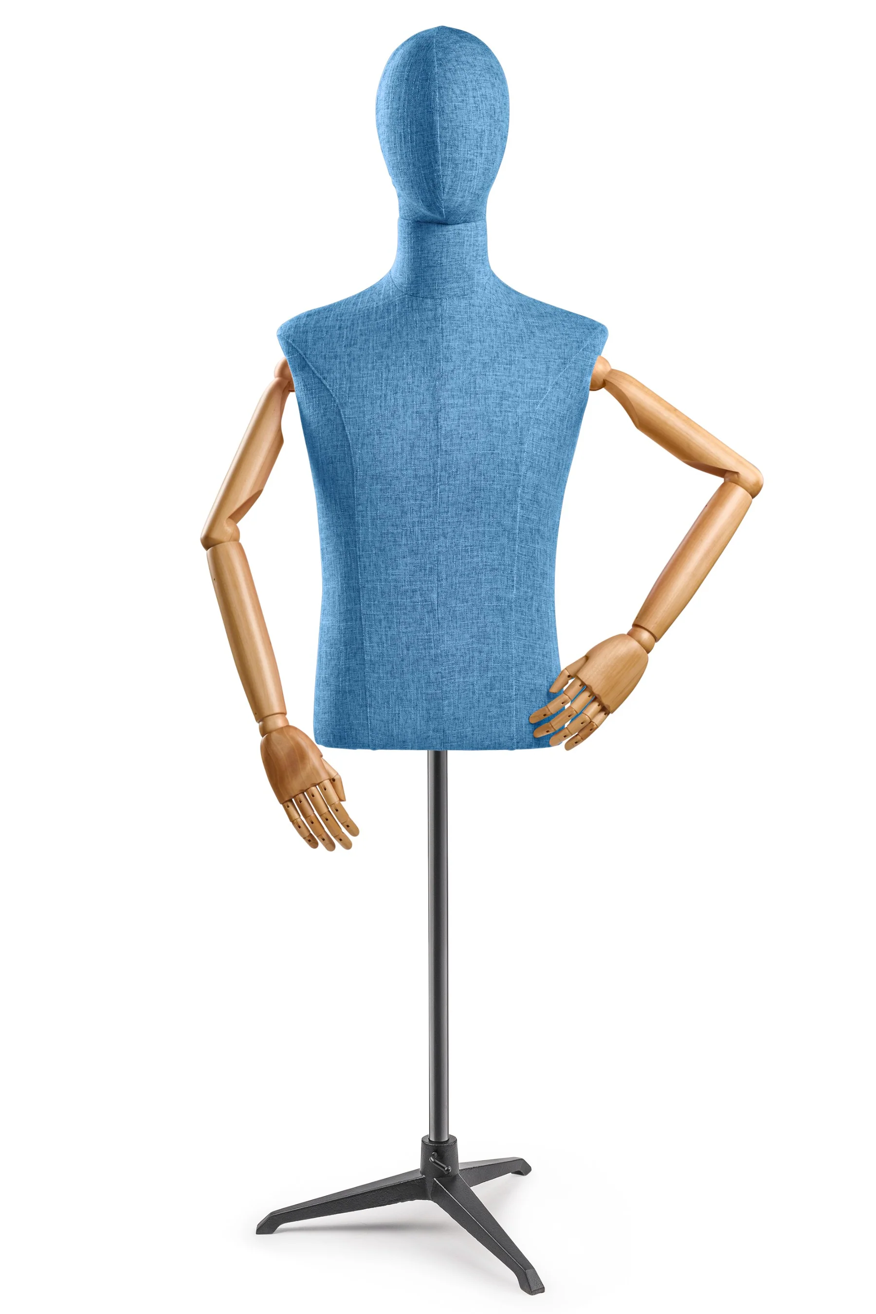 Male Display Dress Form on Metal Tripod Base (Head & Arms Version) - Image 26