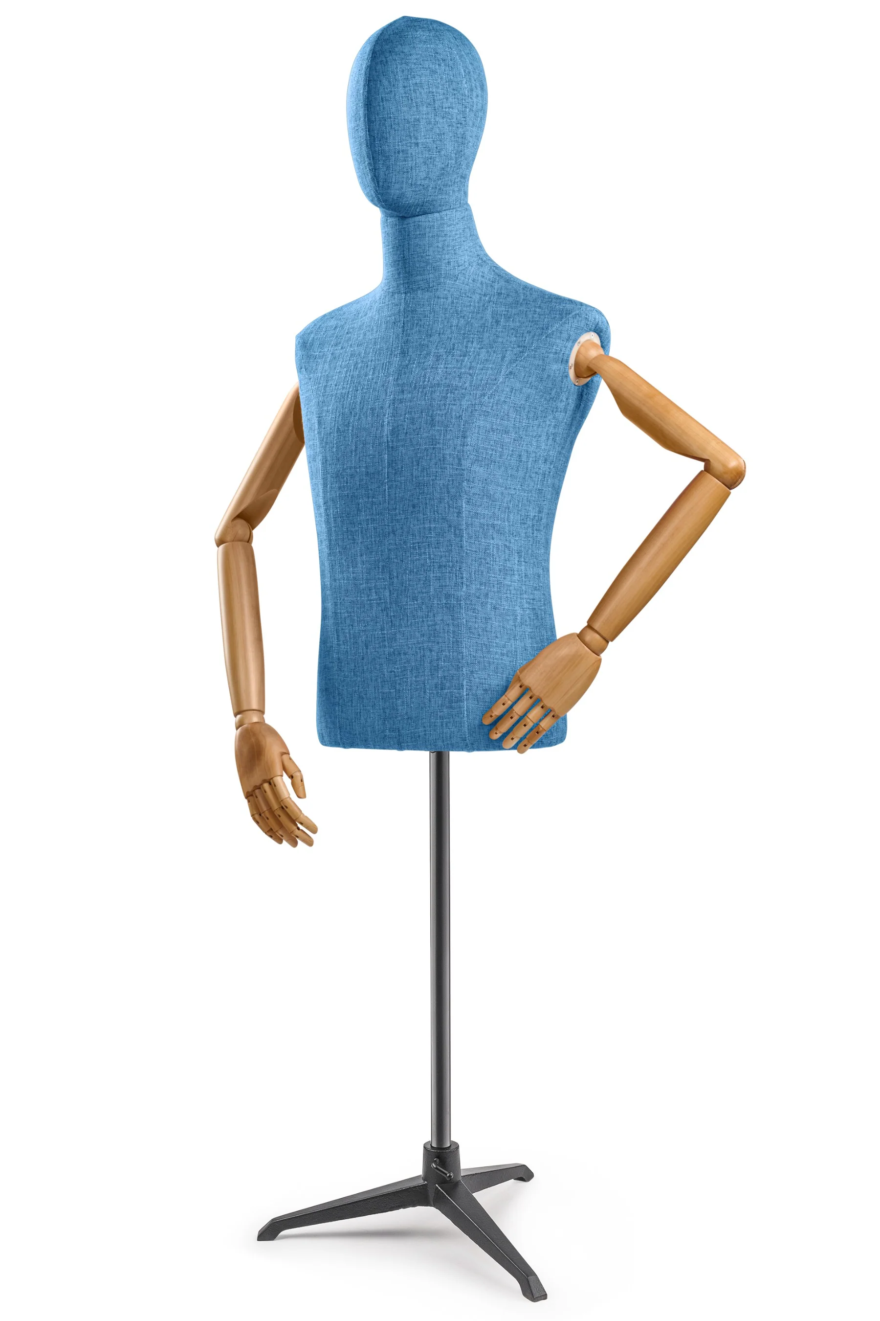 Male Display Dress Form on Metal Tripod Base (Head & Arms Version) - Image 27