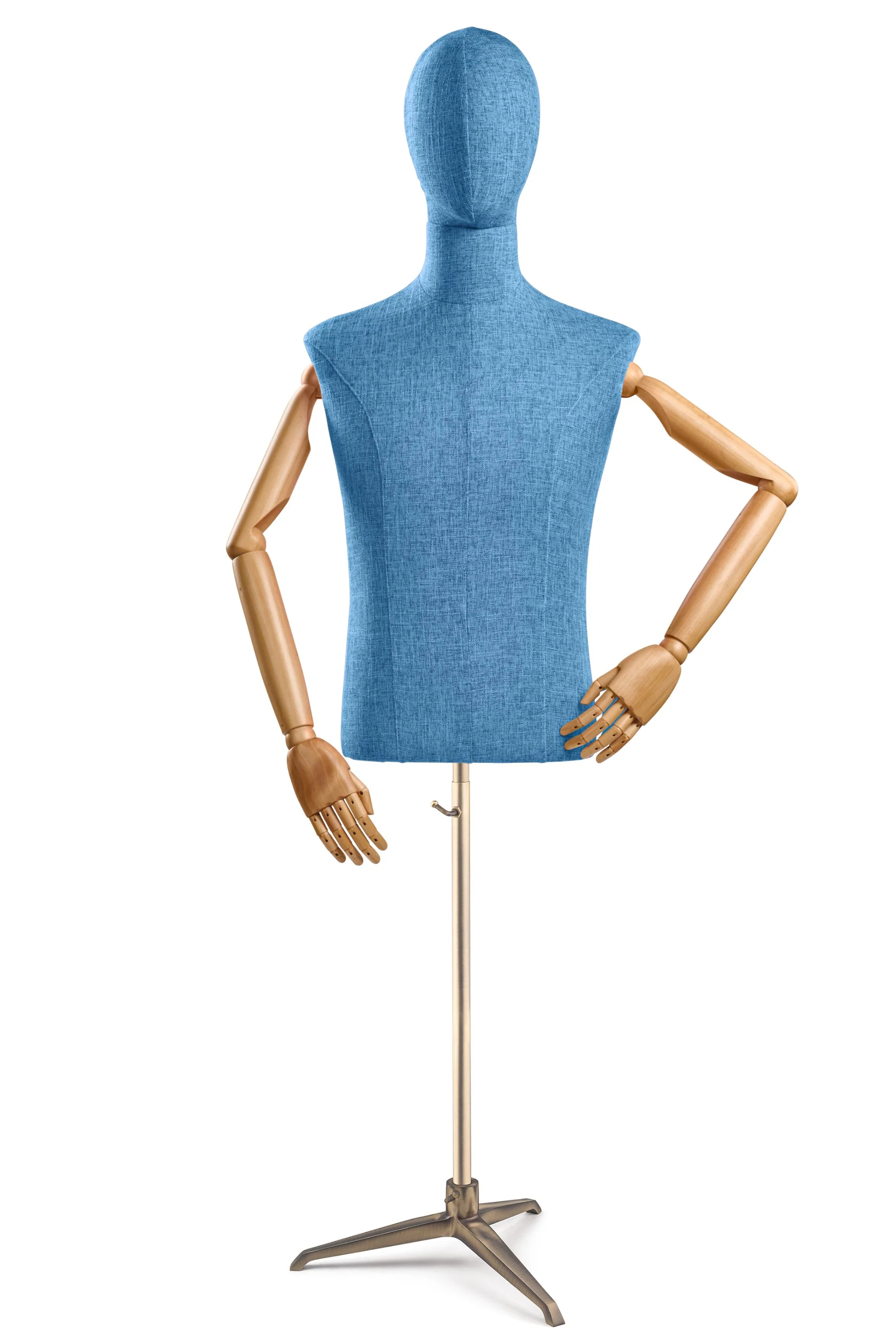 Male Display Dress Form on Metal Tripod Base (Head & Arms Version) - Image 28