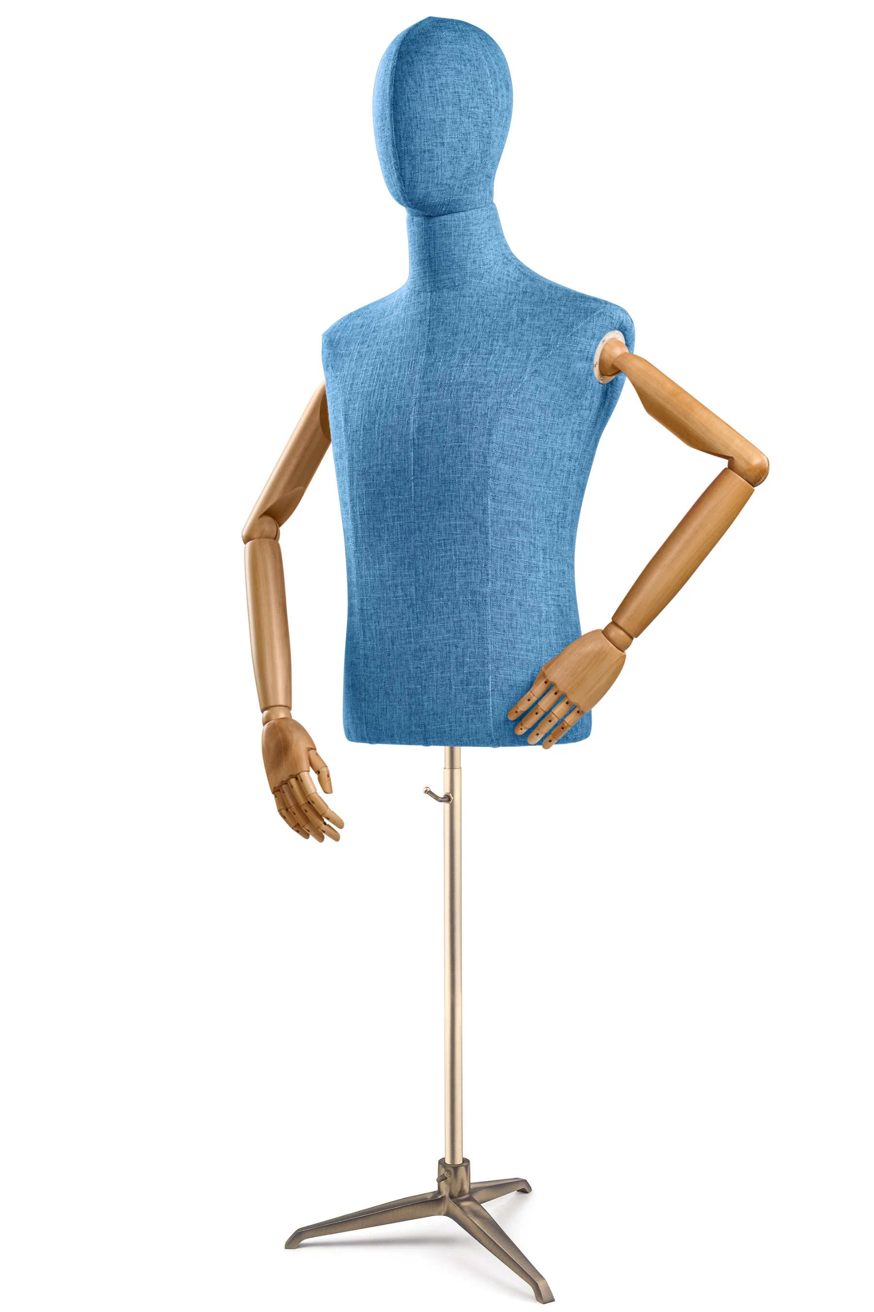 Male Display Dress Form on Metal Tripod Base (Head & Arms Version) - Image 29