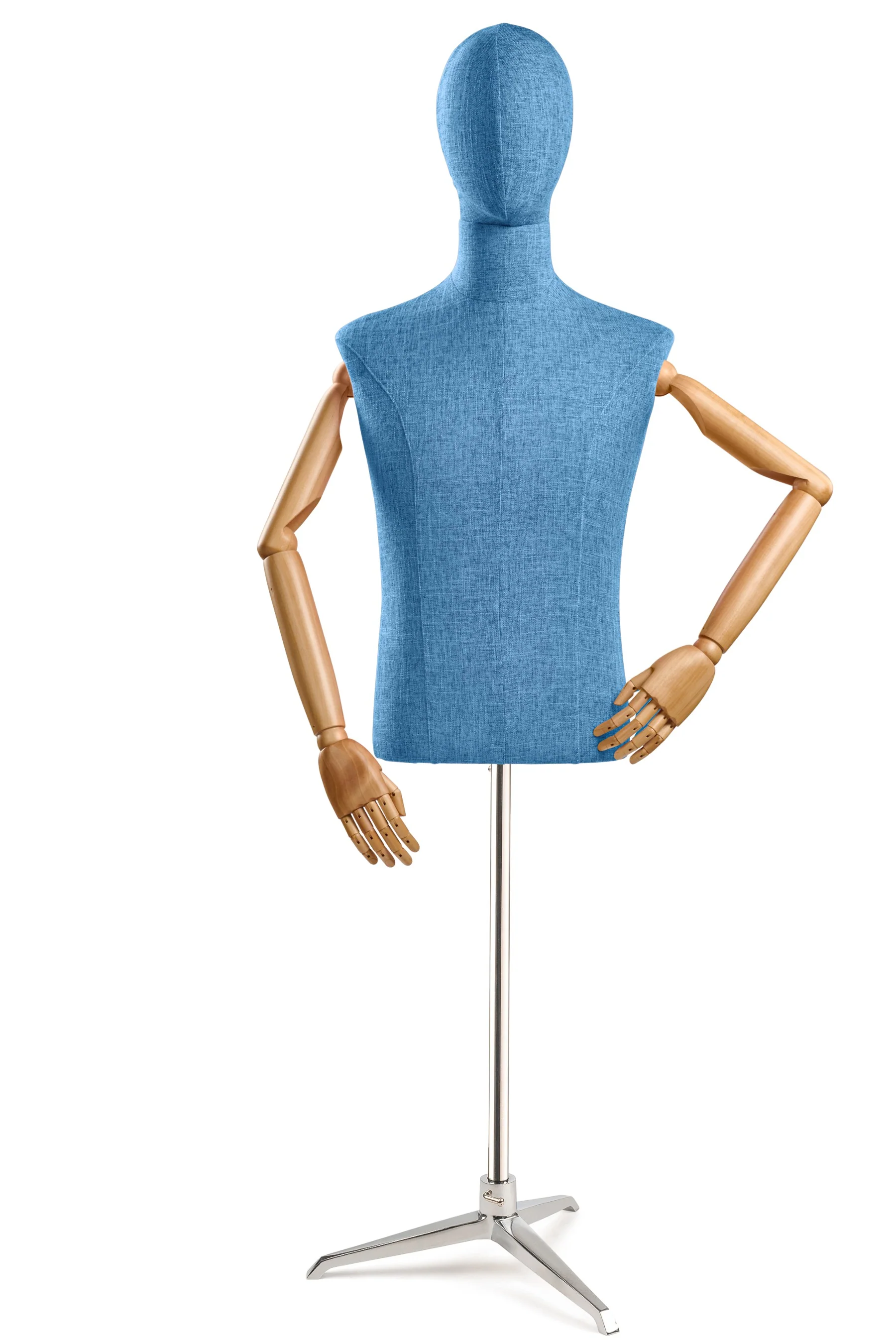 Male Display Dress Form on Metal Tripod Base (Head & Arms Version) - Image 30