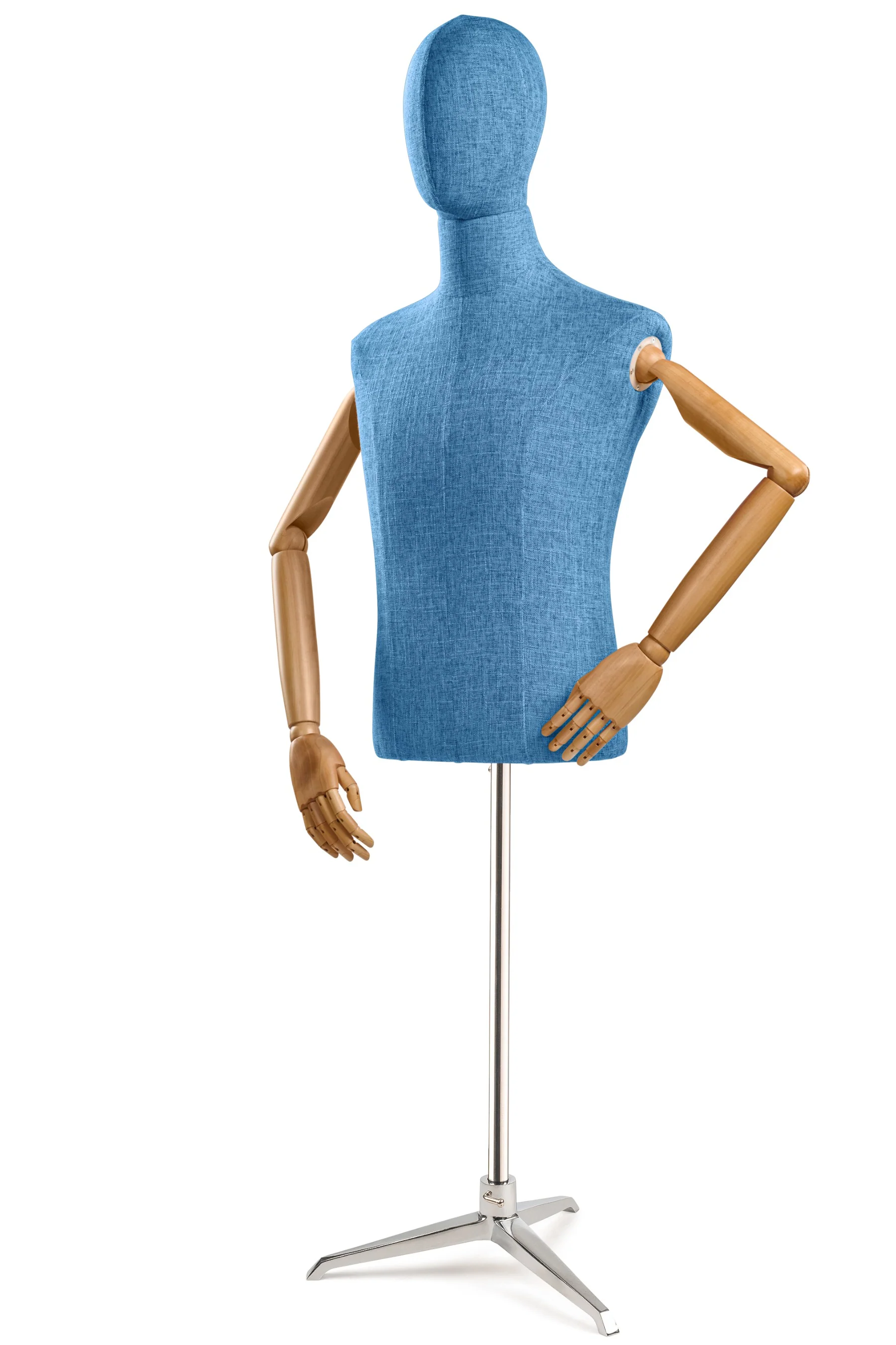 Male Display Dress Form on Metal Tripod Base (Head & Arms Version) - Image 31