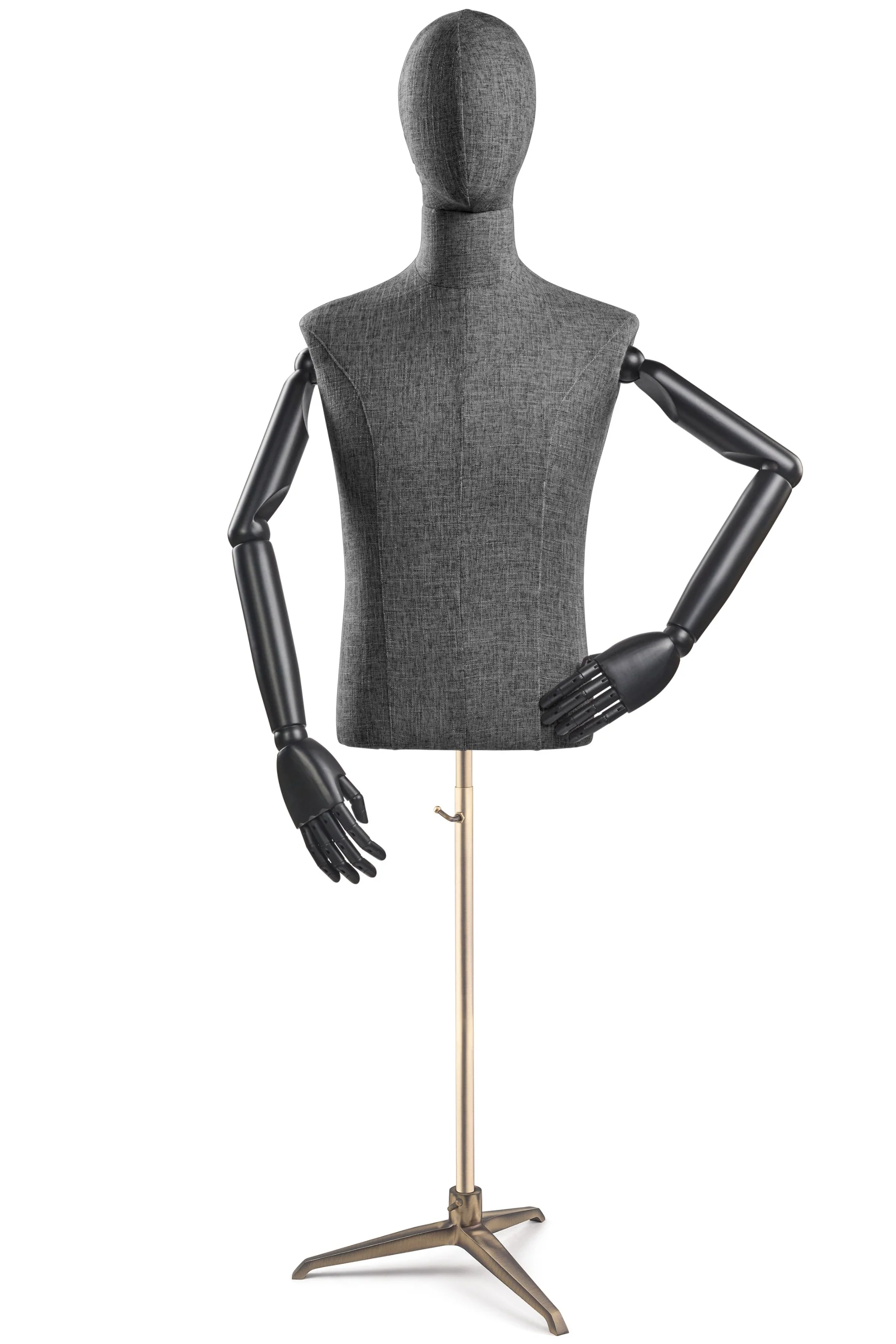 Male Display Dress Form on Metal Tripod Base (Head & Arms Version) - Image 33