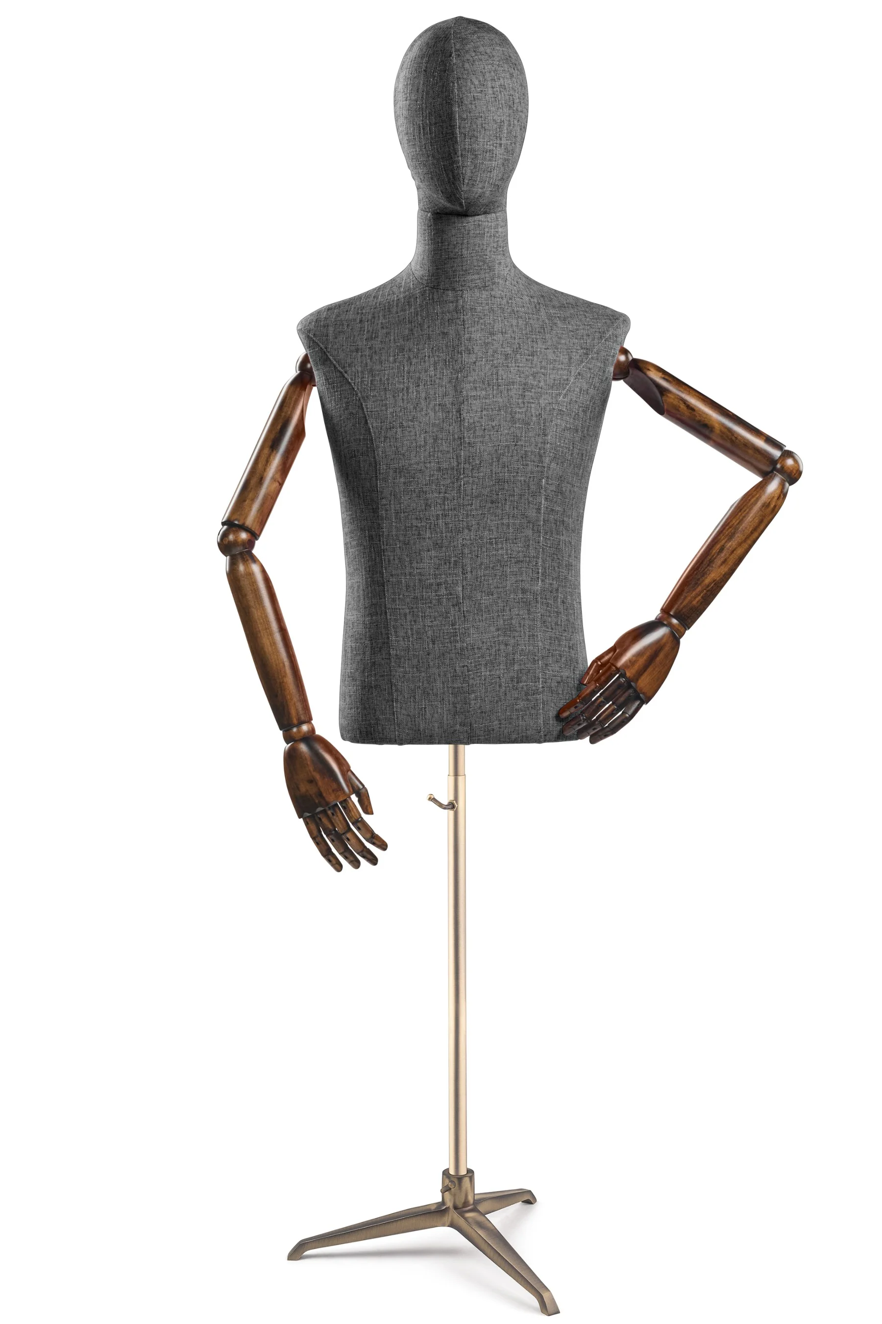 Male Display Dress Form on Metal Tripod Base (Head & Arms Version) - Image 37