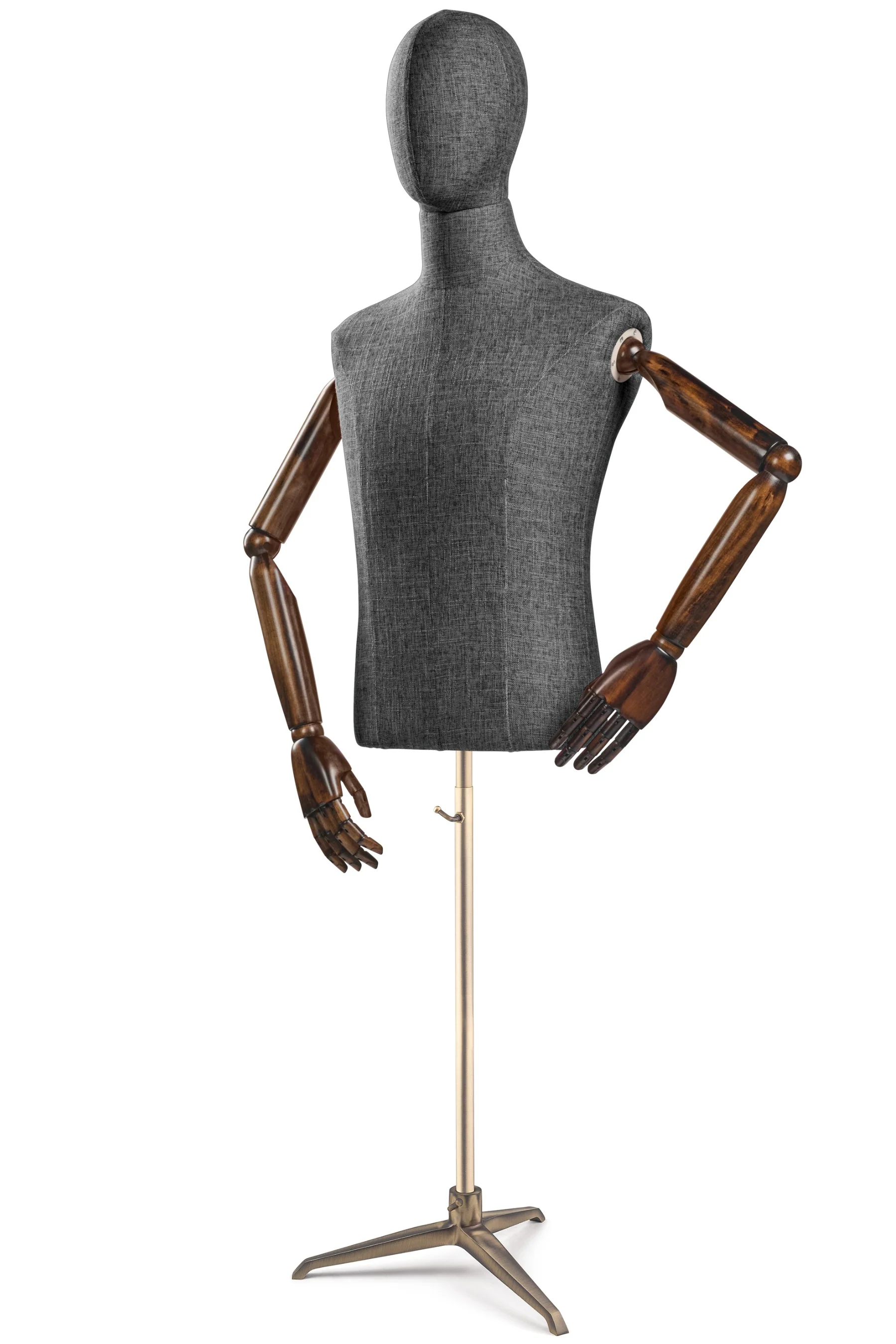 Male Display Dress Form on Metal Tripod Base (Head & Arms Version) - Image 38