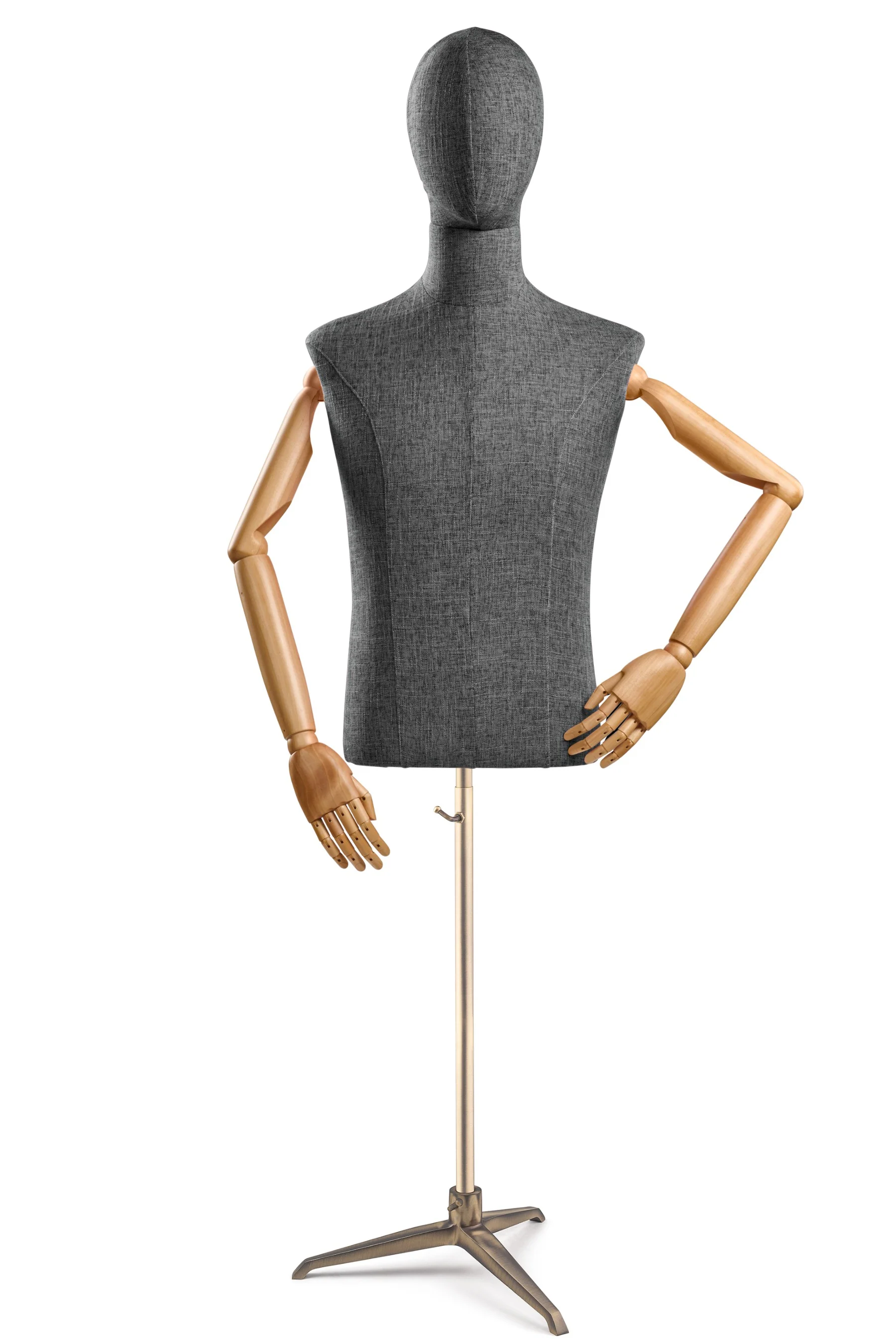Male Display Dress Form on Metal Tripod Base (Head & Arms Version) - Image 43