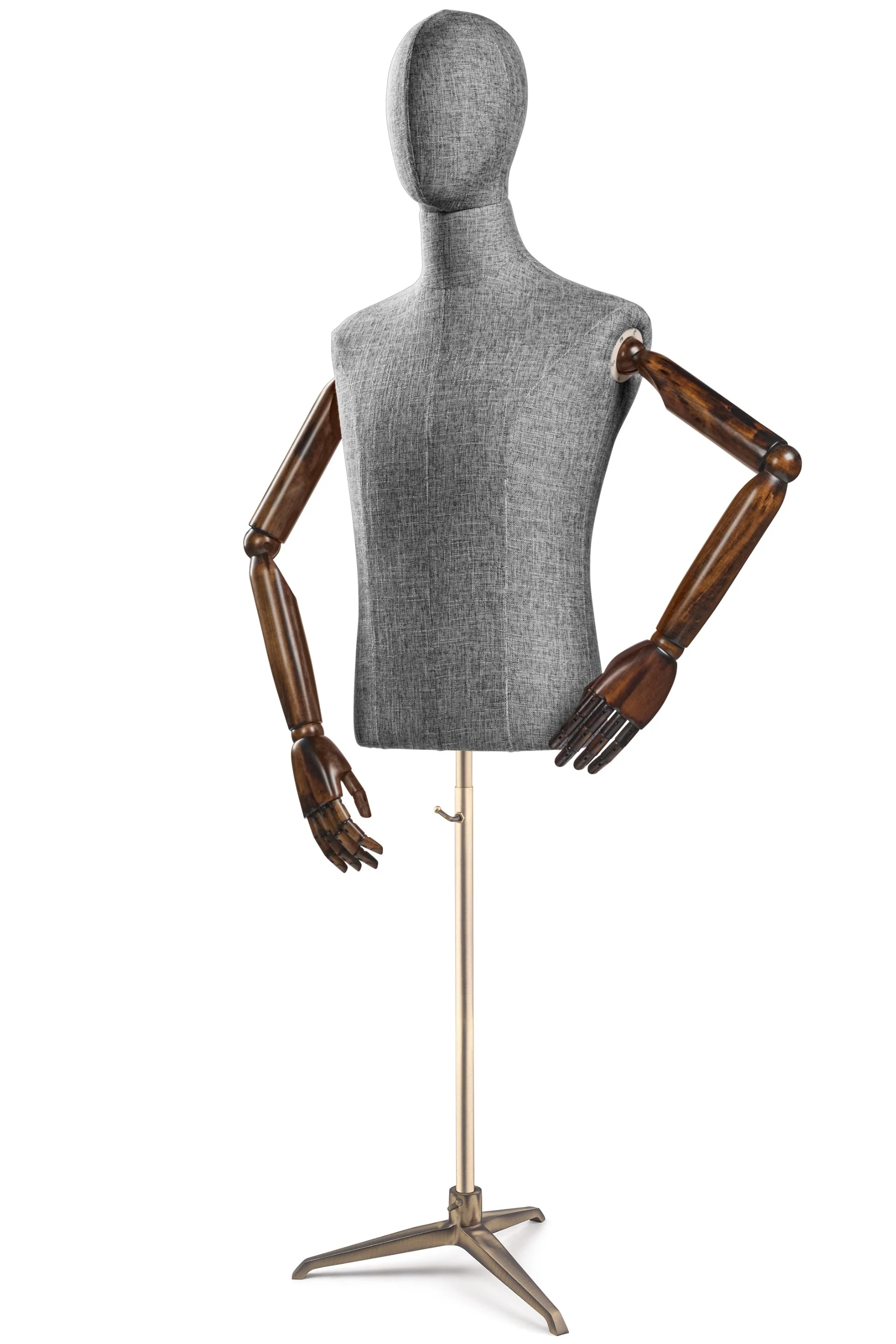 Male Display Dress Form on Metal Tripod Base (Head & Arms Version) - Image 50