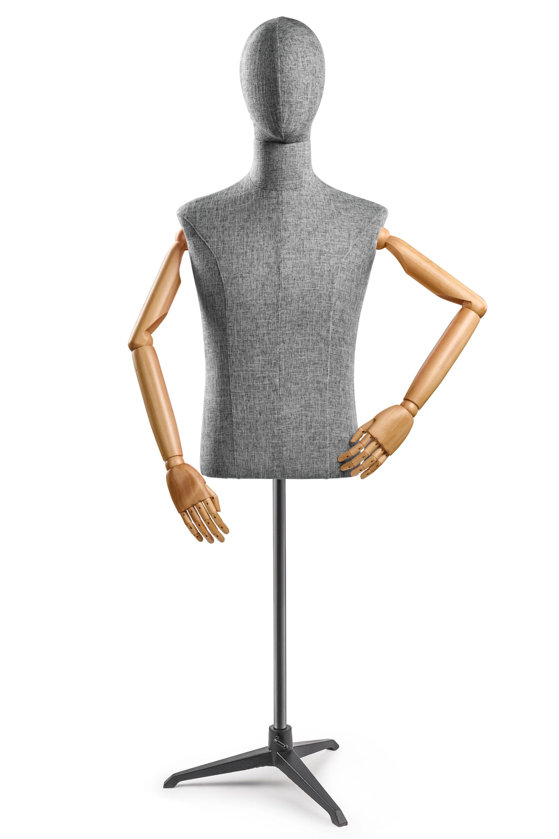 Male Display Dress Form on Metal Tripod Base (Head & Arms Version) - Image 53