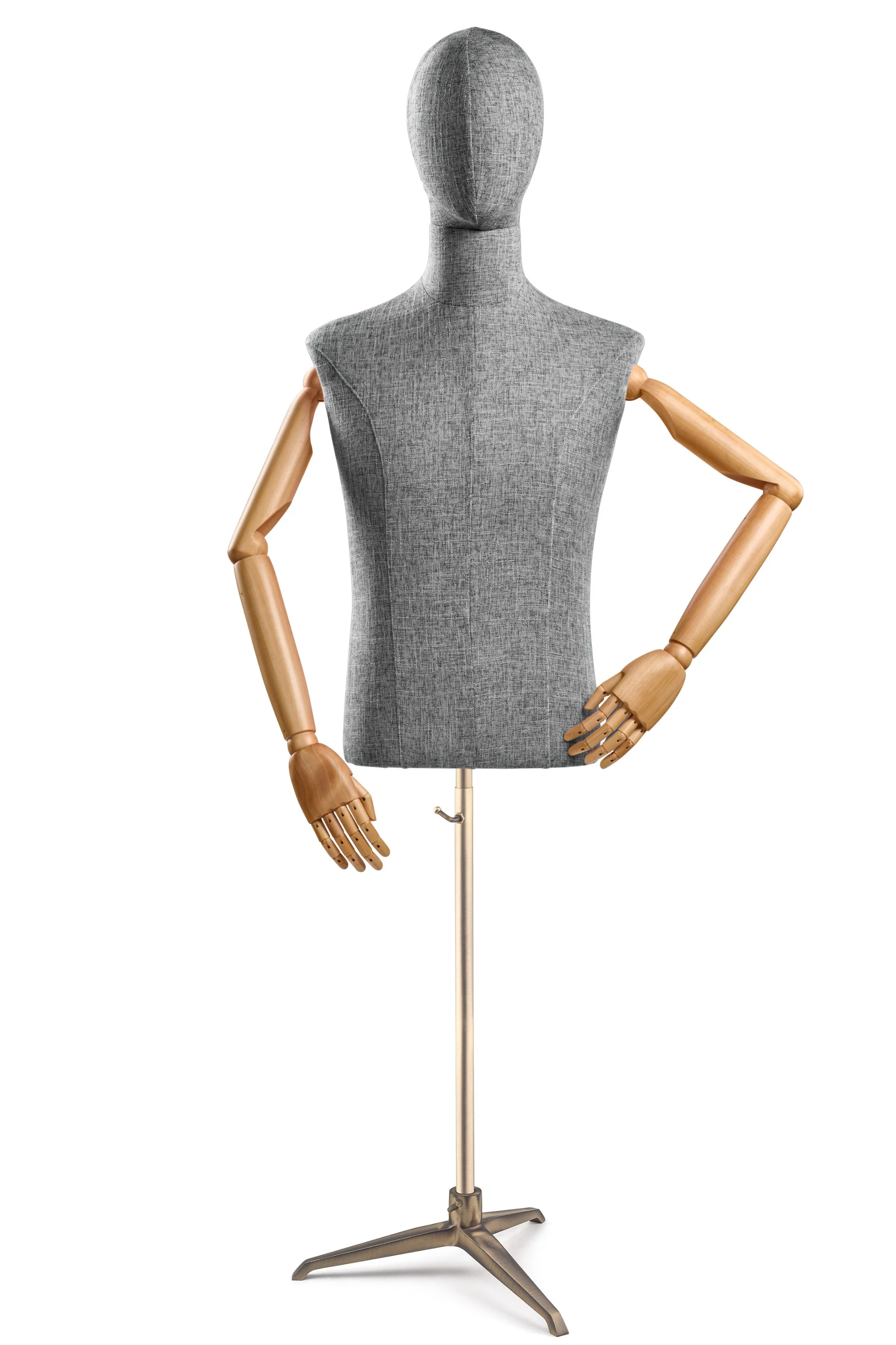 Male Display Dress Form on Metal Tripod Base (Head & Arms Version) - Image 55