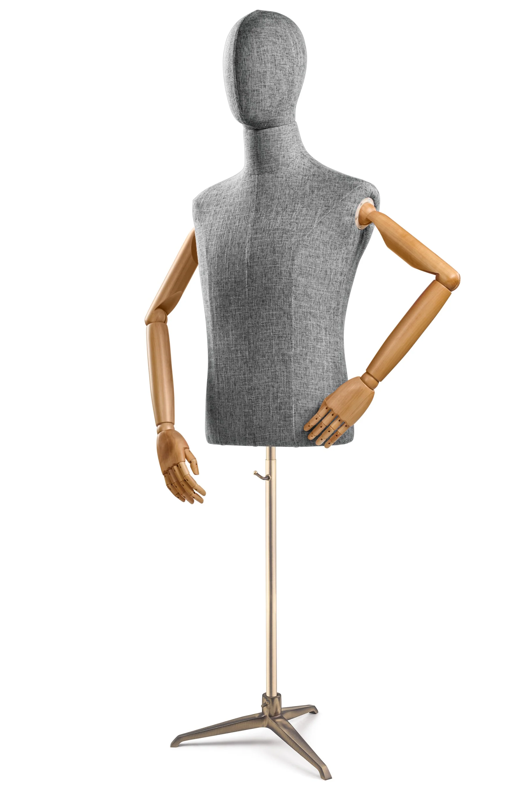 Male Display Dress Form on Metal Tripod Base (Head & Arms Version) - Image 56