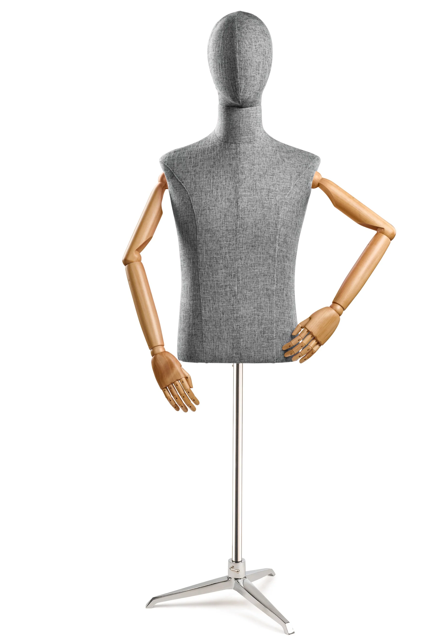 Male Display Dress Form on Metal Tripod Base (Head & Arms Version) - Image 57