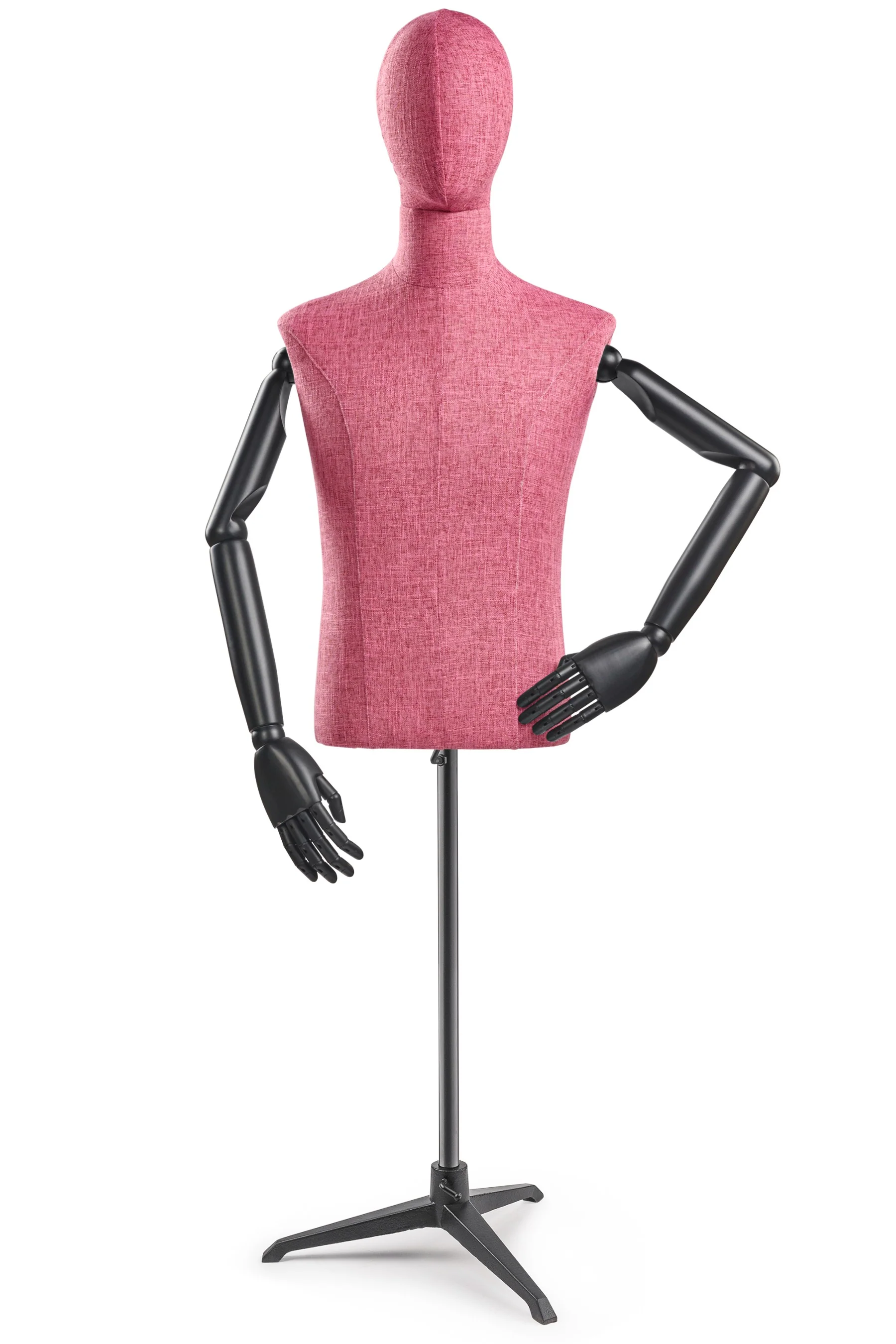 Male Display Dress Form on Metal Tripod Base (Head & Arms Version) - Image 59