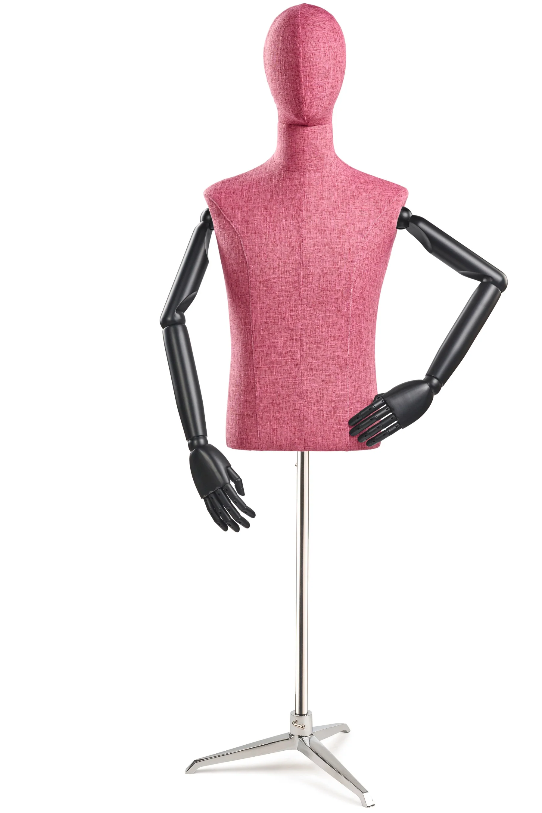 Male Display Dress Form on Metal Tripod Base (Head & Arms Version) - Image 61