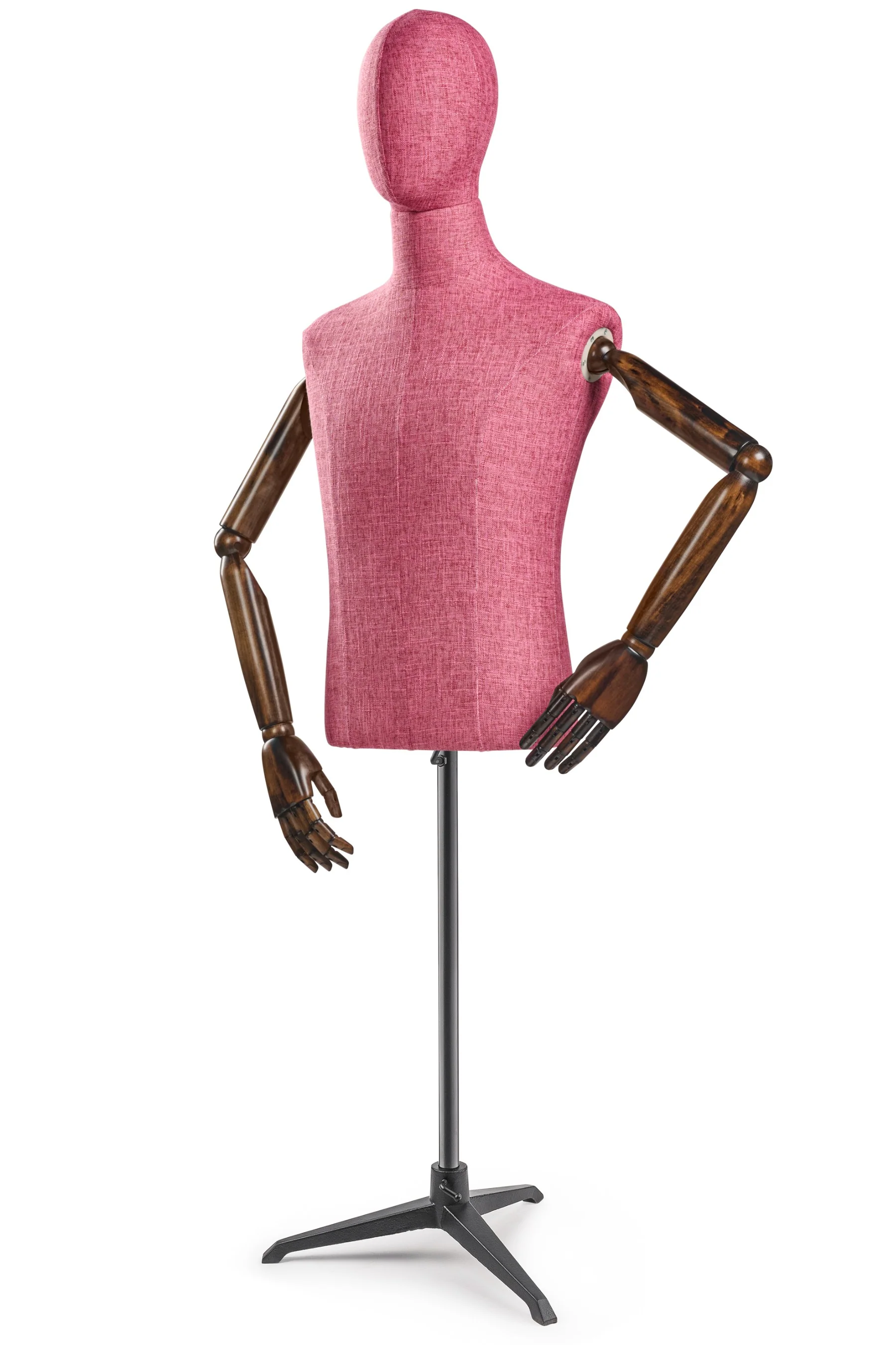 Male Display Dress Form on Metal Tripod Base (Head & Arms Version) - Image 63