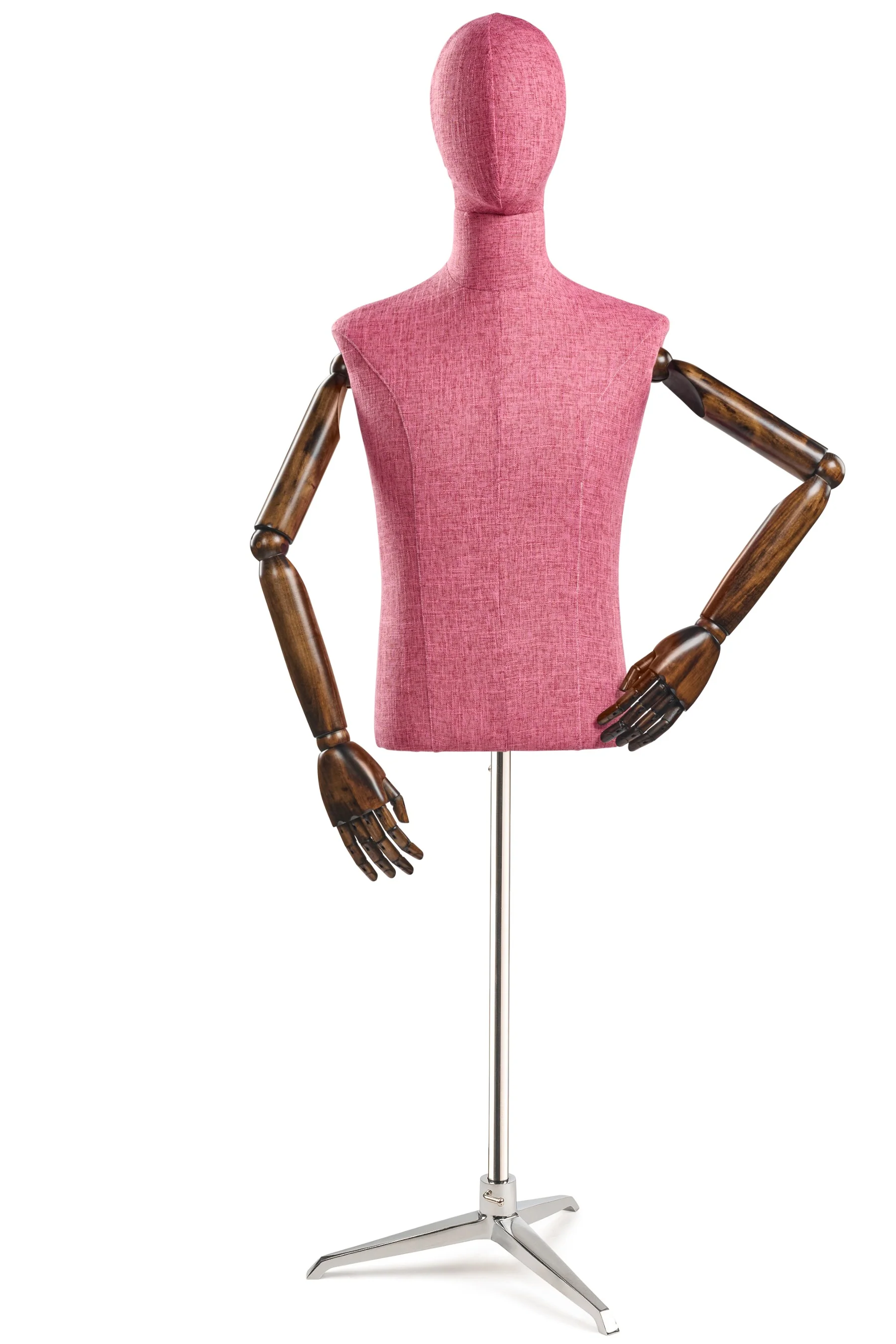 Male Display Dress Form on Metal Tripod Base (Head & Arms Version) - Image 66