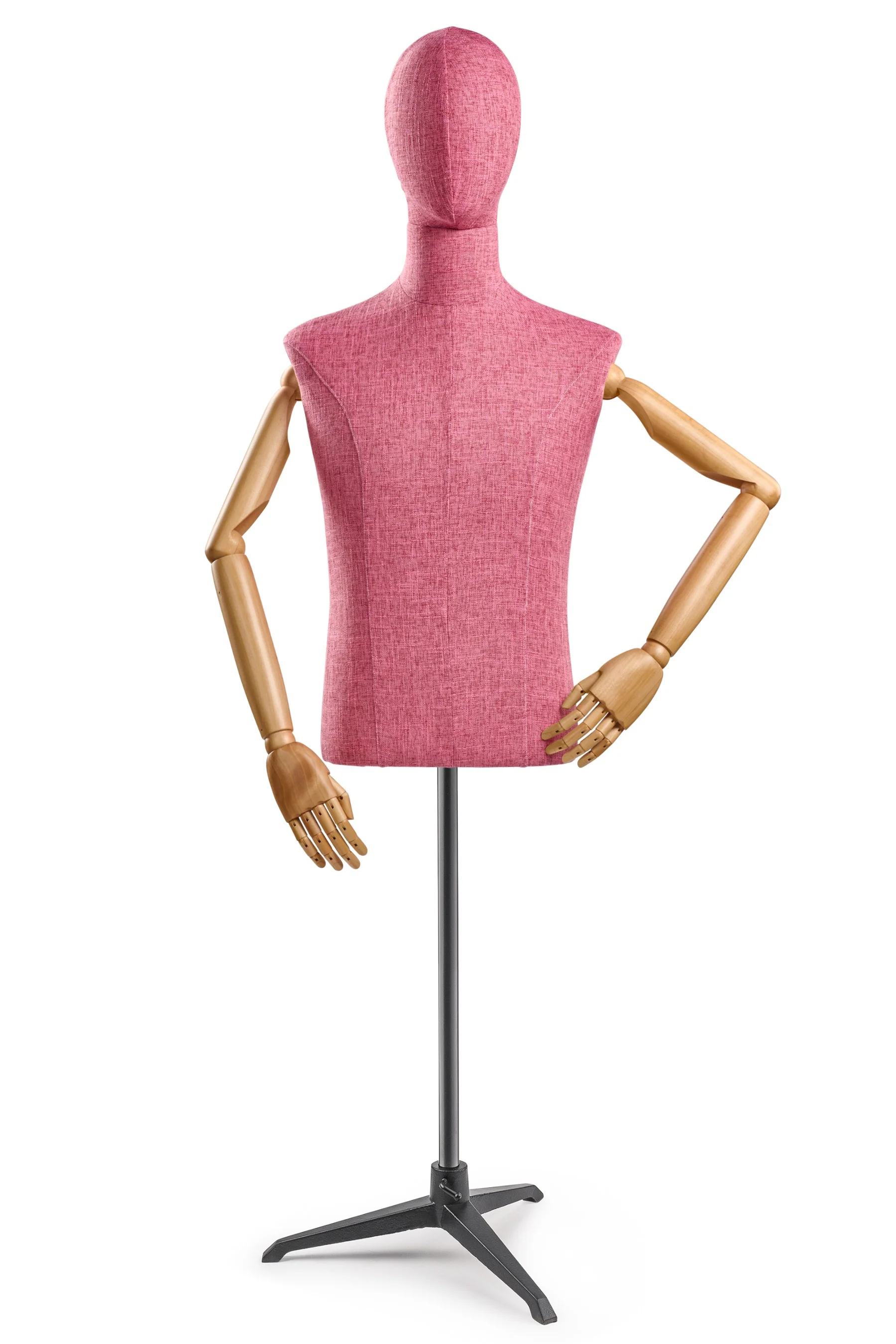 Male Display Dress Form on Metal Tripod Base (Head & Arms Version) - Image 68