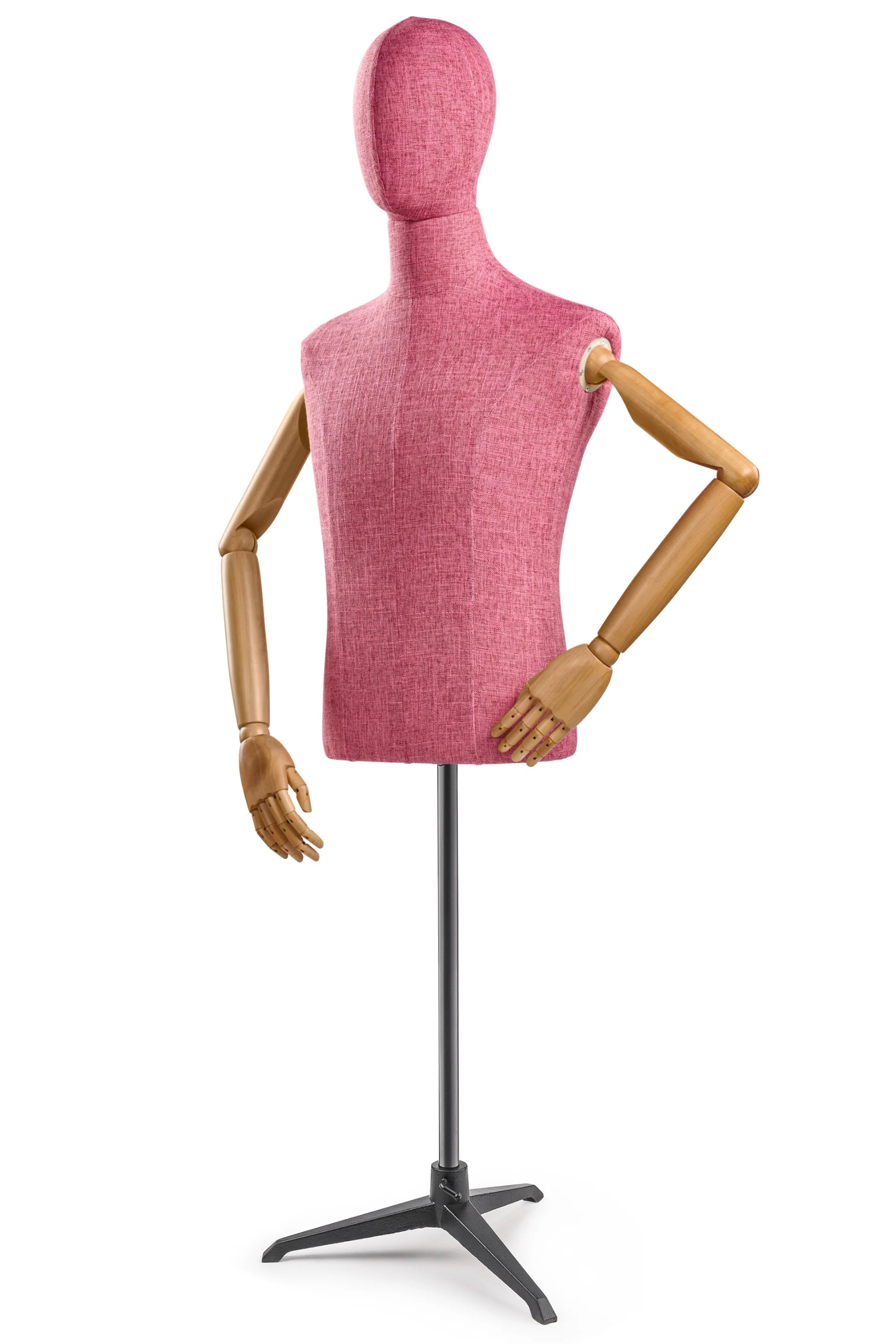 Male Display Dress Form on Metal Tripod Base (Head & Arms Version) - Image 69
