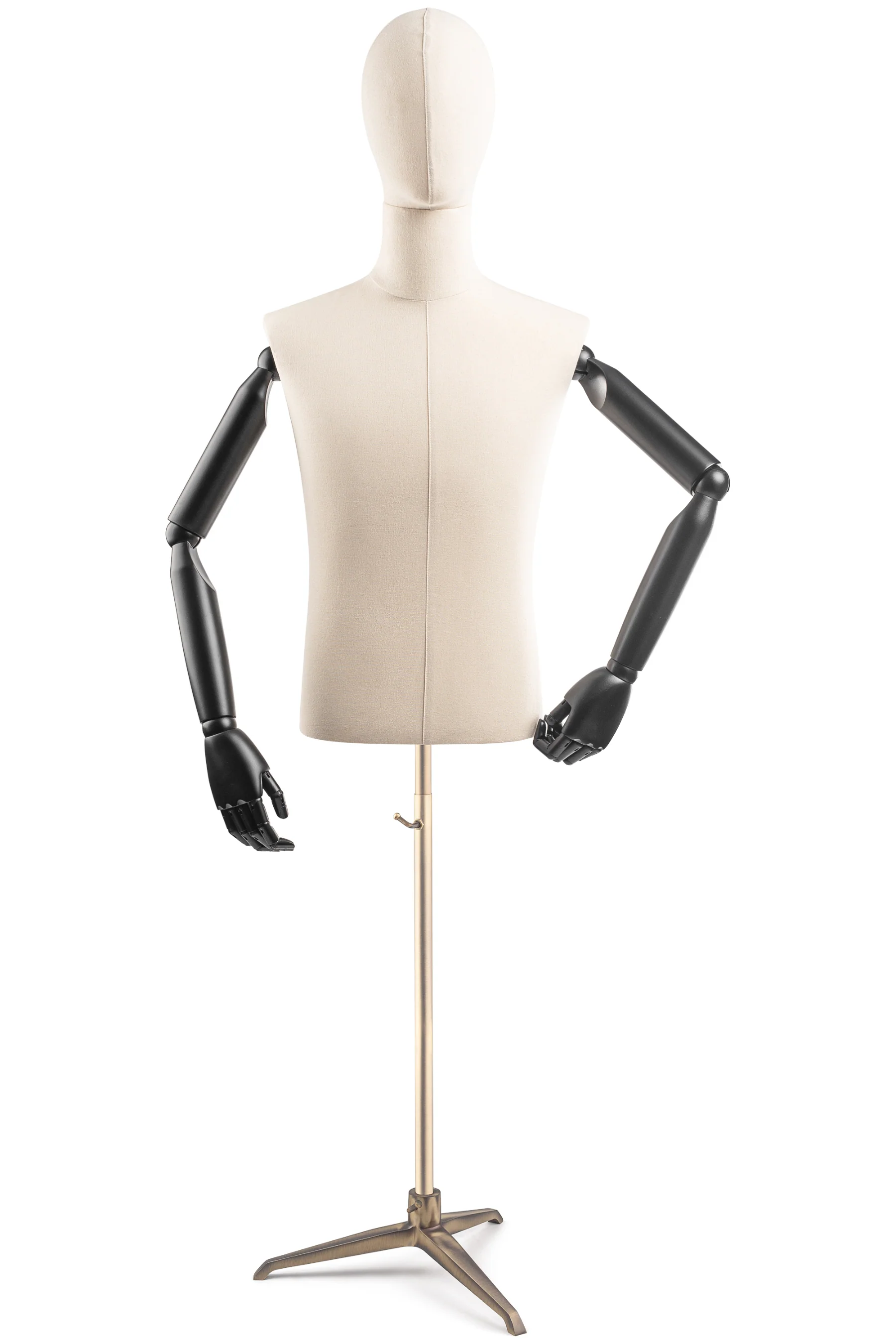 Male Display Dress Form on Metal Tripod Base (Head & Arms Version) - Image 7
