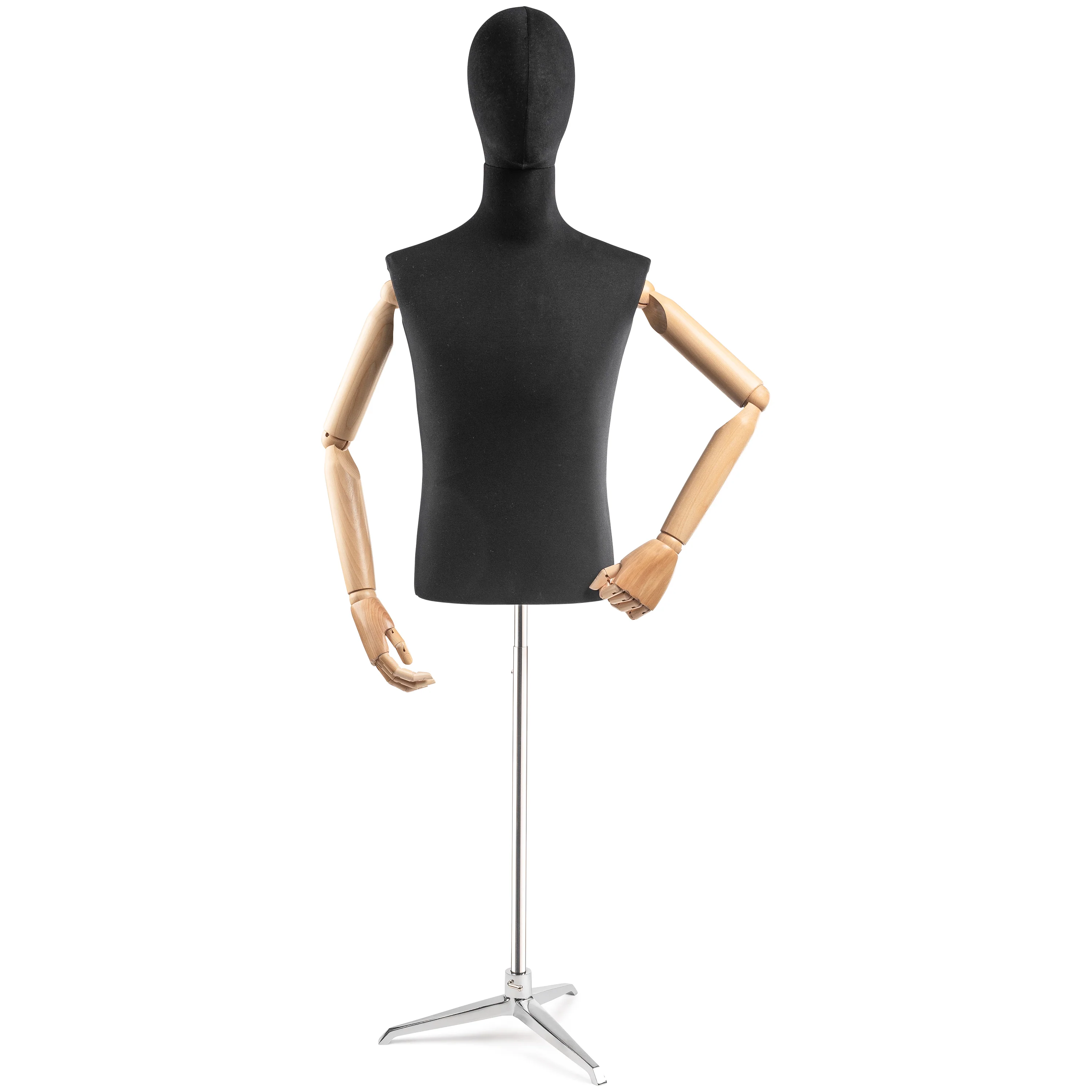 Male Display Dress Form on Metal Tripod Base (Head & Arms Version) - Image 74