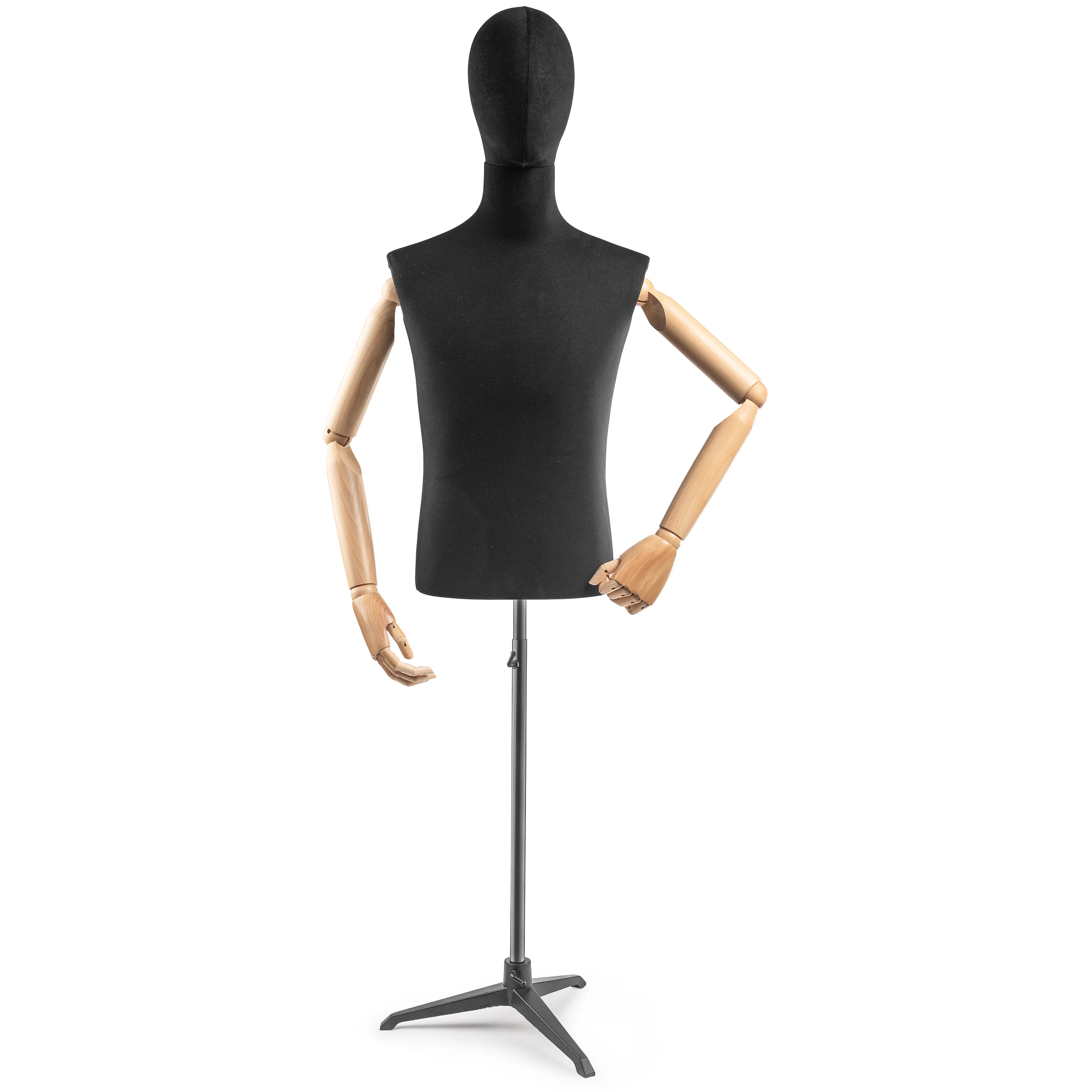 Male Display Dress Form on Metal Tripod Base (Head & Arms Version) - Image 75