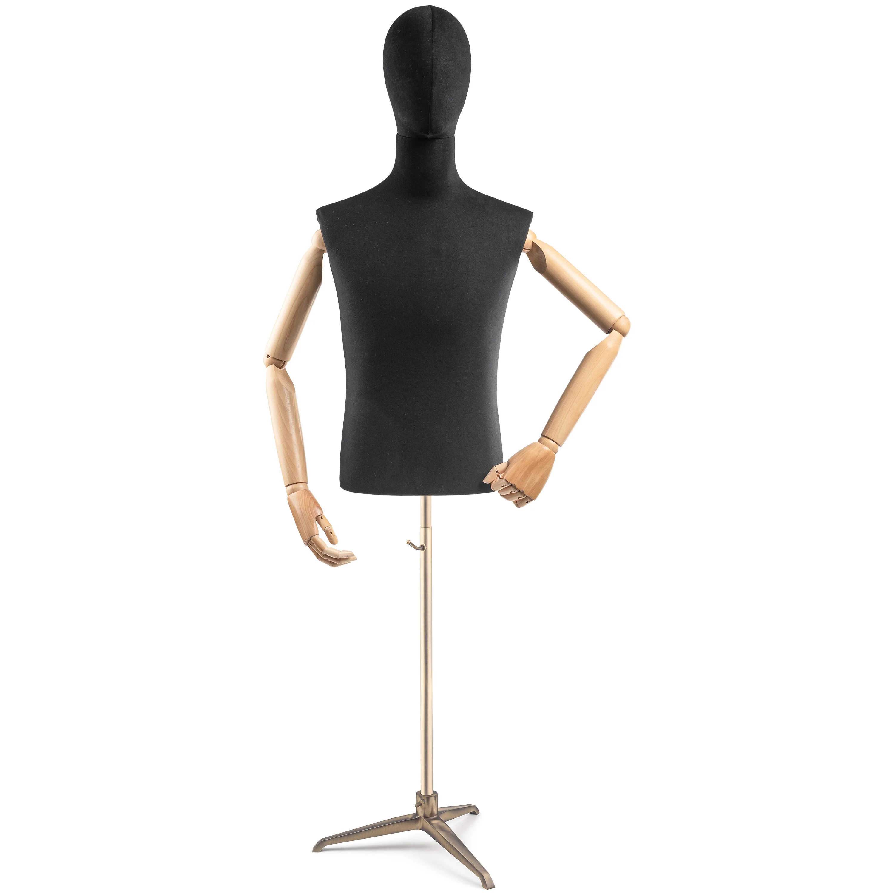 Male Display Dress Form on Metal Tripod Base (Head & Arms Version) - Image 76