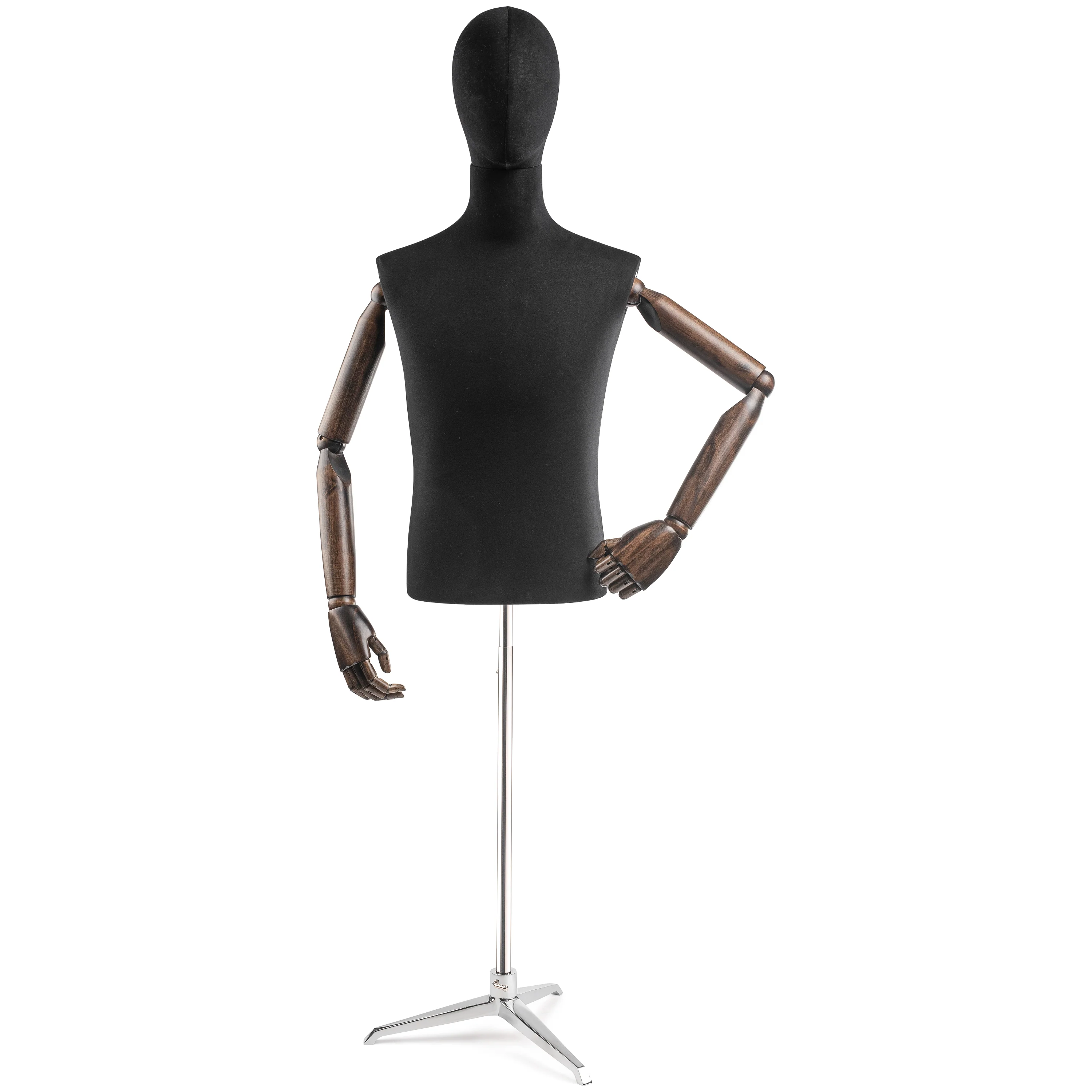 Male Display Dress Form on Metal Tripod Base (Head & Arms Version) - Image 77