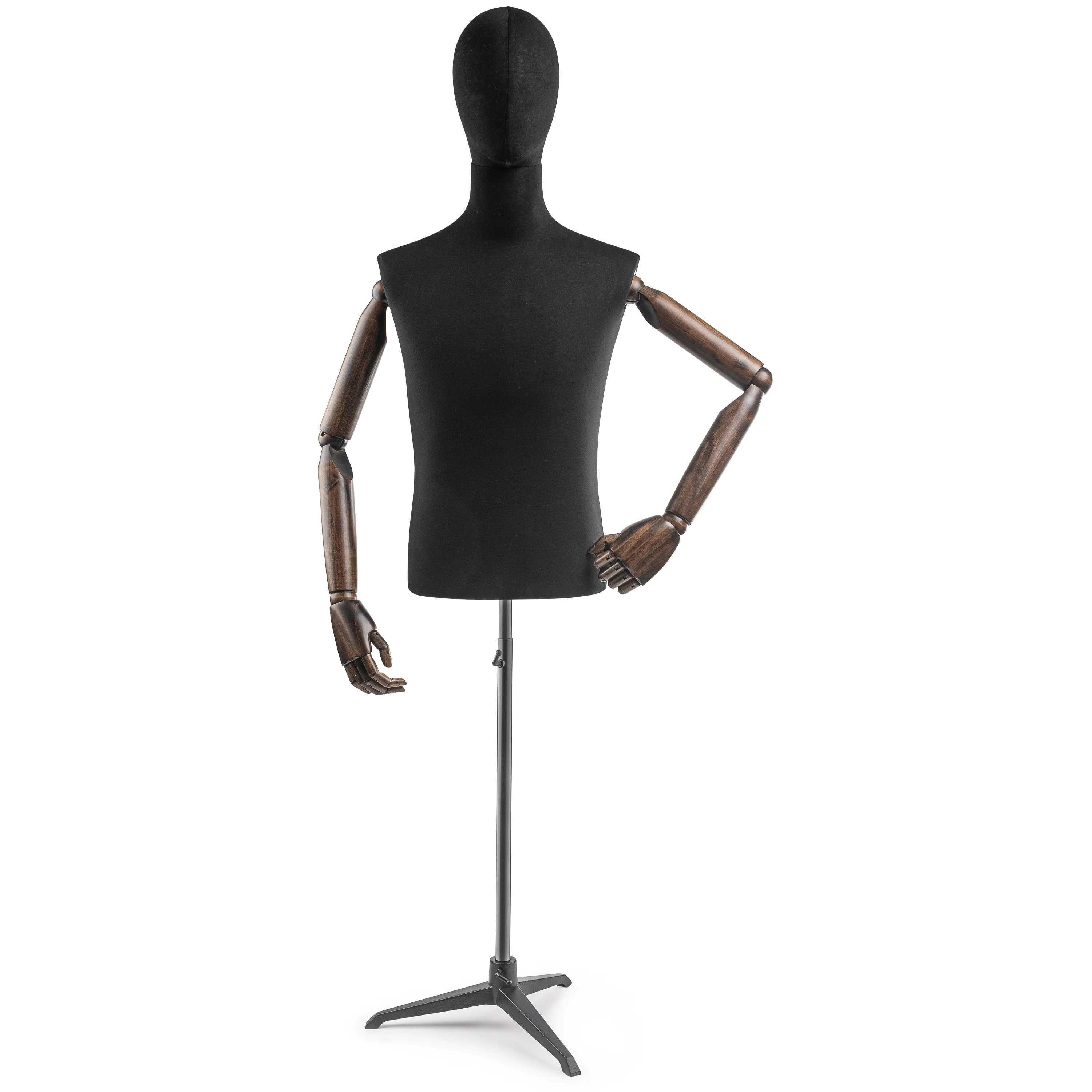 Male Display Dress Form on Metal Tripod Base (Head & Arms Version) - Image 78
