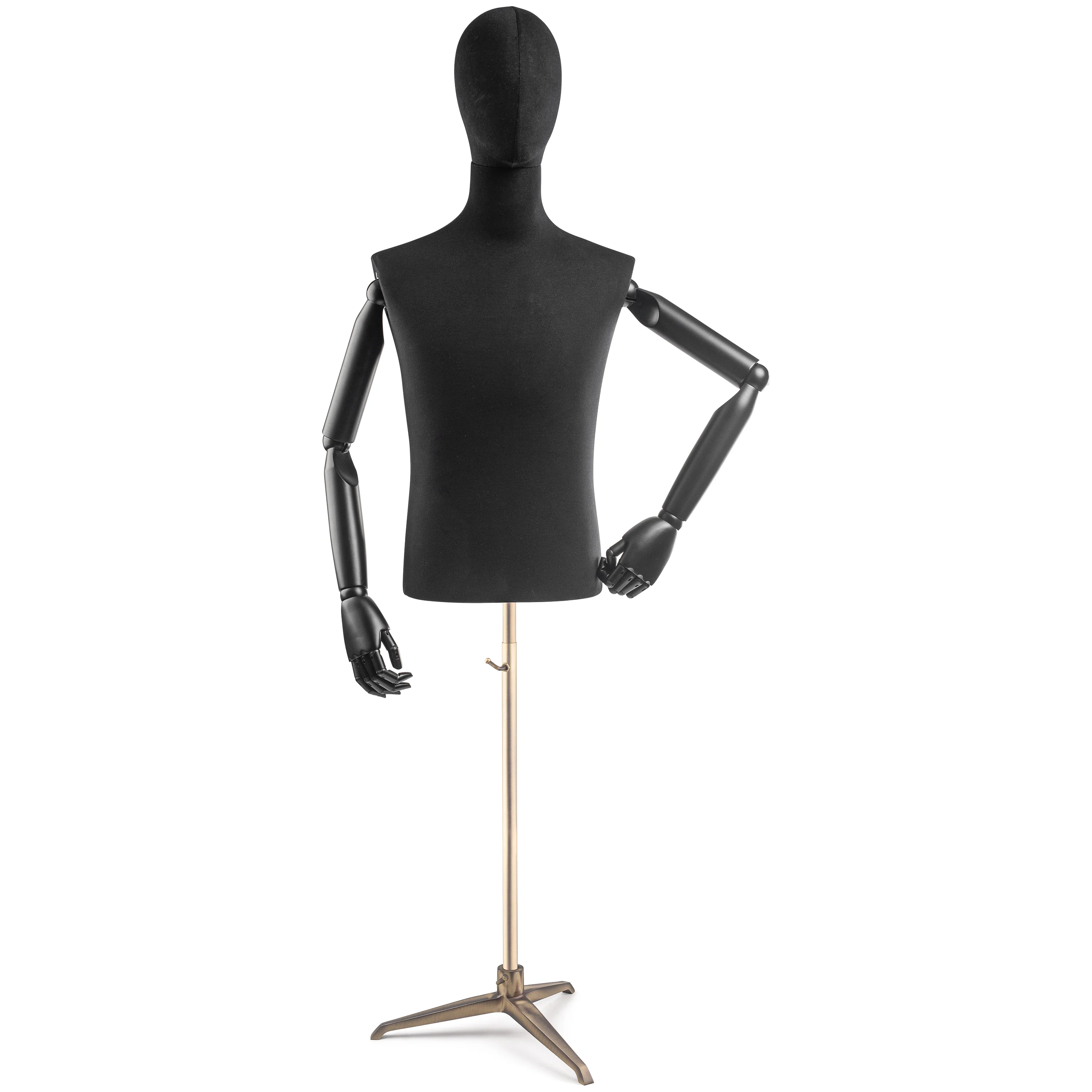 Male Display Dress Form on Metal Tripod Base (Head & Arms Version) - Image 82