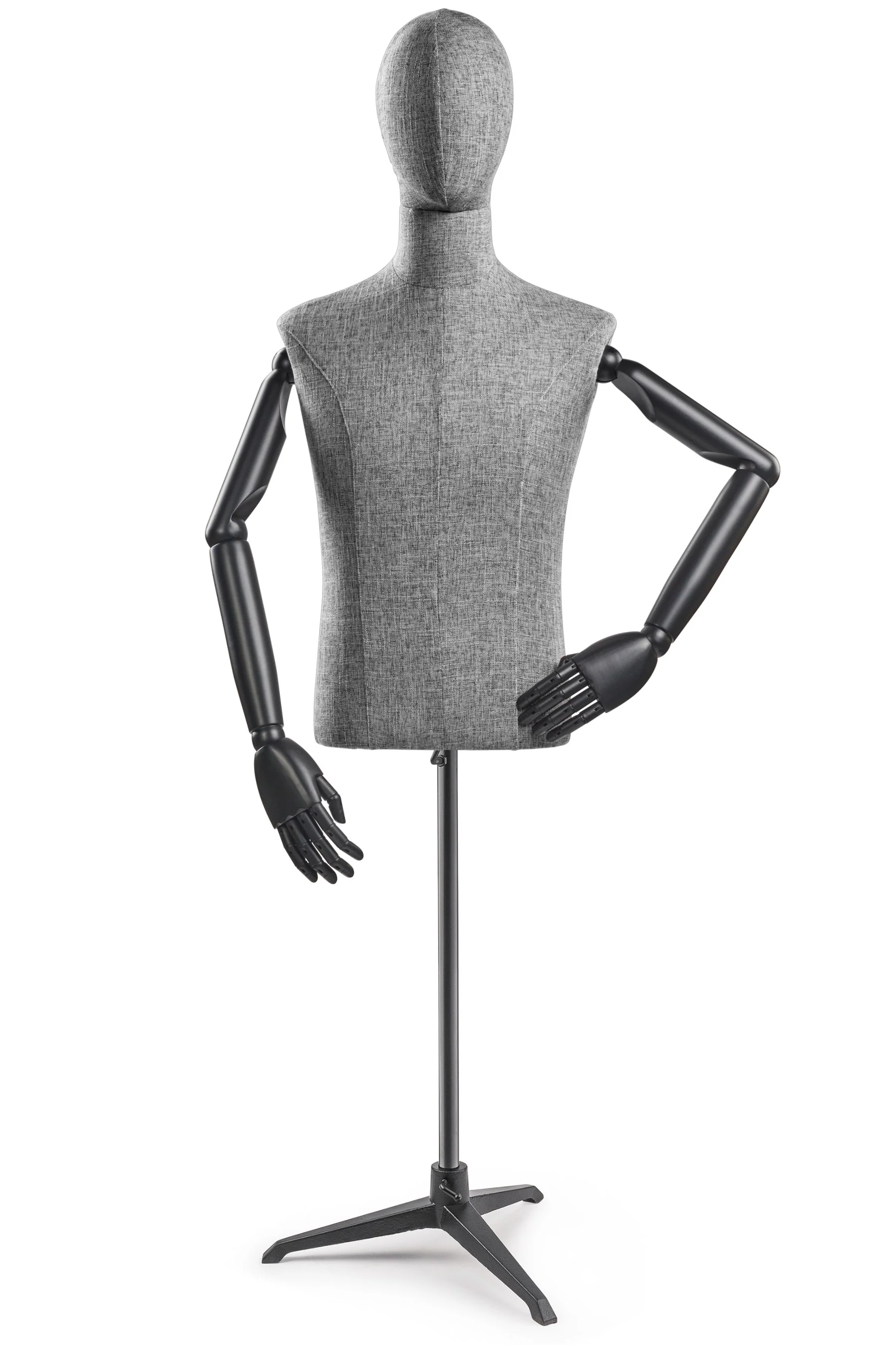 Male Display Dress Form on Metal Tripod Base (Head & Arms Version) - Image 83