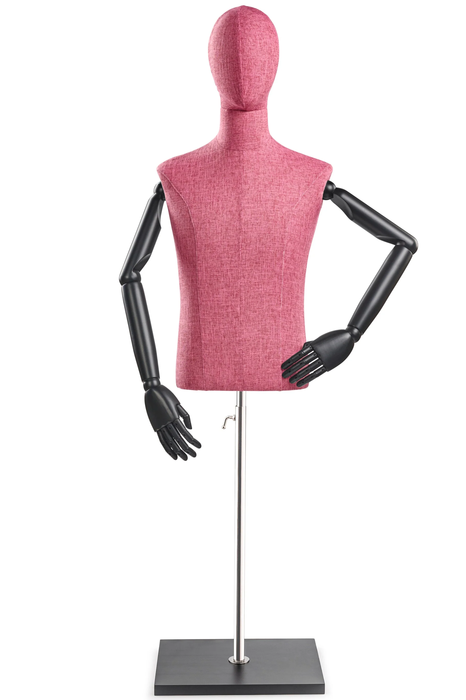 Male Display Dress Form on Wood Flat Base (Head & Arms Version) - Image 30